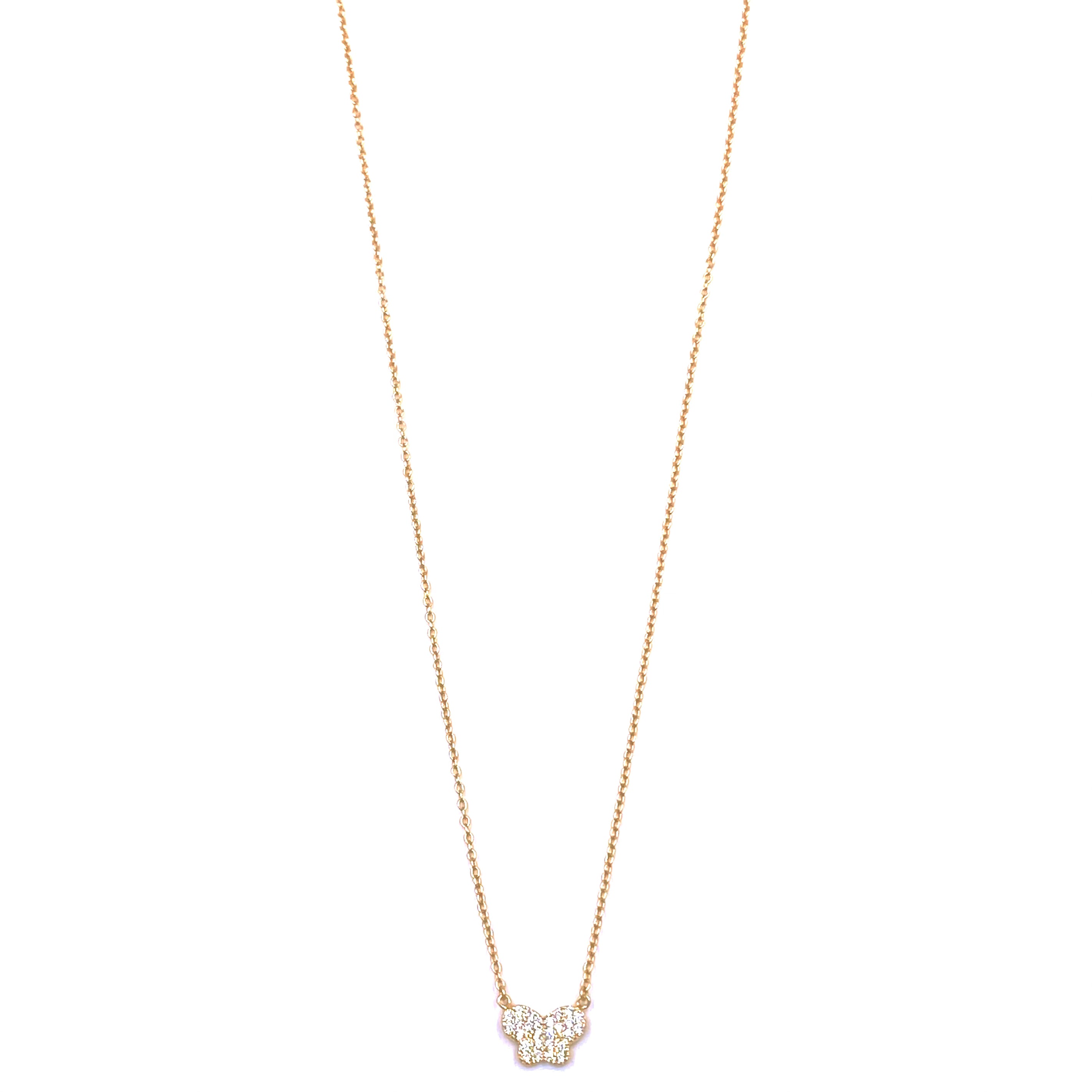 Ashley Gold Sterling Silver Gold Plated Mini CZ Butterfly Necklace - Elegant Dainty Jewelry for Women, Perfect Gift for Birthday, Anniversary & Valentine's Day