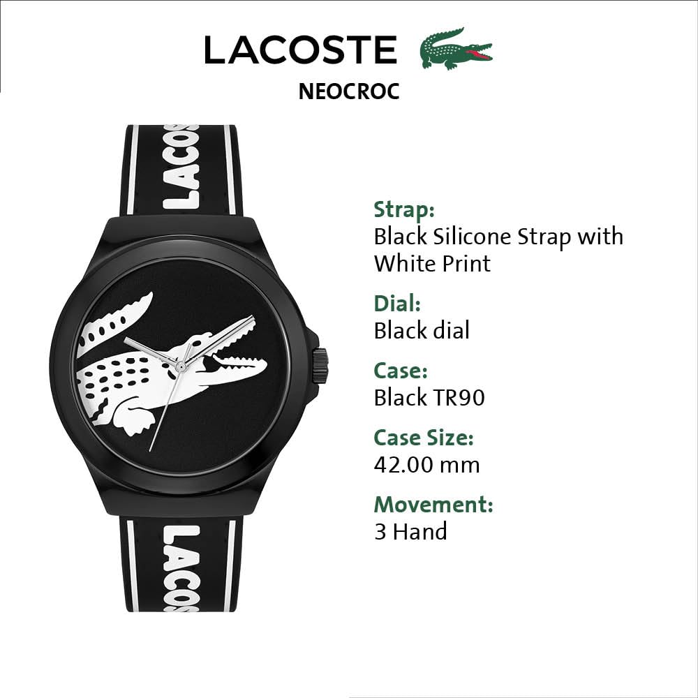 Lacoste Neocroc Unisex Lifestyle Watch - Water-Resistant, Stainless Steel, Casual & Dress Wear - Perfect for Everyday, Office & Outdoor Activities