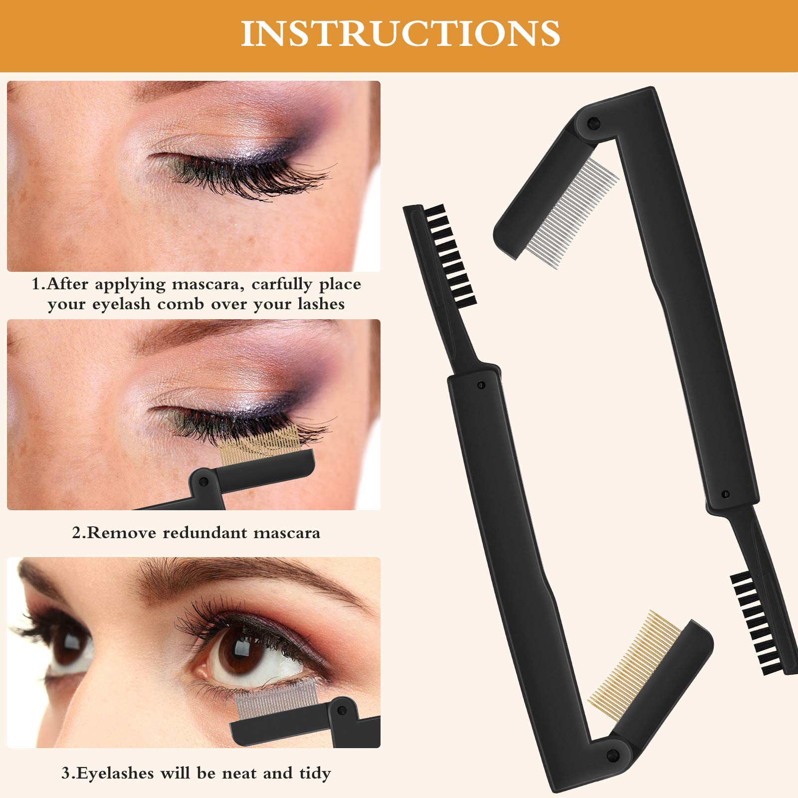2 Pack Dual-Sided Eyelash Comb & Eyebrow Grooming Tool - Professional Mascara Applicator & Lash Separator for Flawless Makeup - Perfect for Home, Salon & Travel Beauty Kits