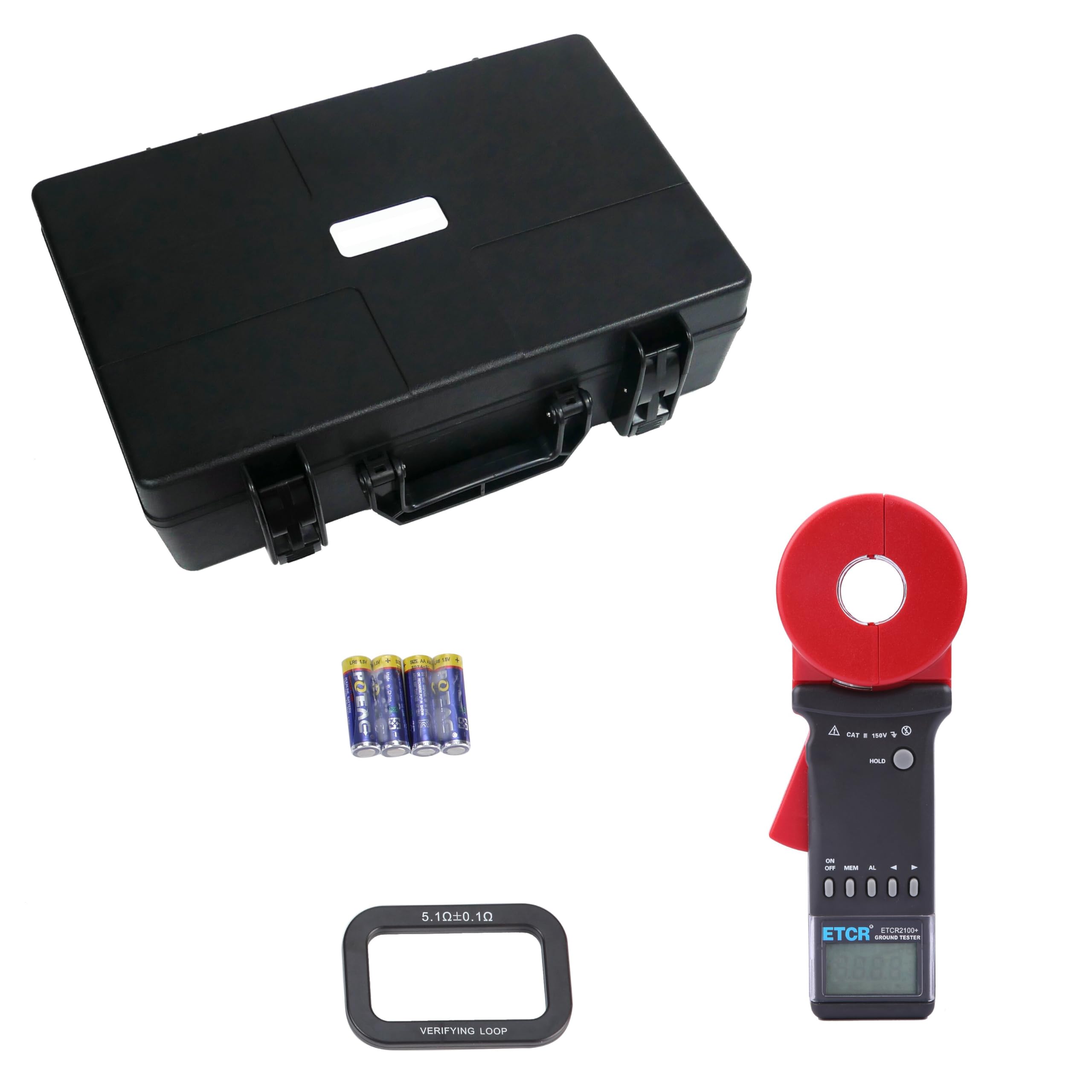 ETCR2100+ Digital Clamp Ground Resistance Tester - 0.010Ω to 1200Ω Earth Resistance Meter with Double Insulation - Perfect for Electricians, Solar Panel Installations & Industrial Electrical Maintenance