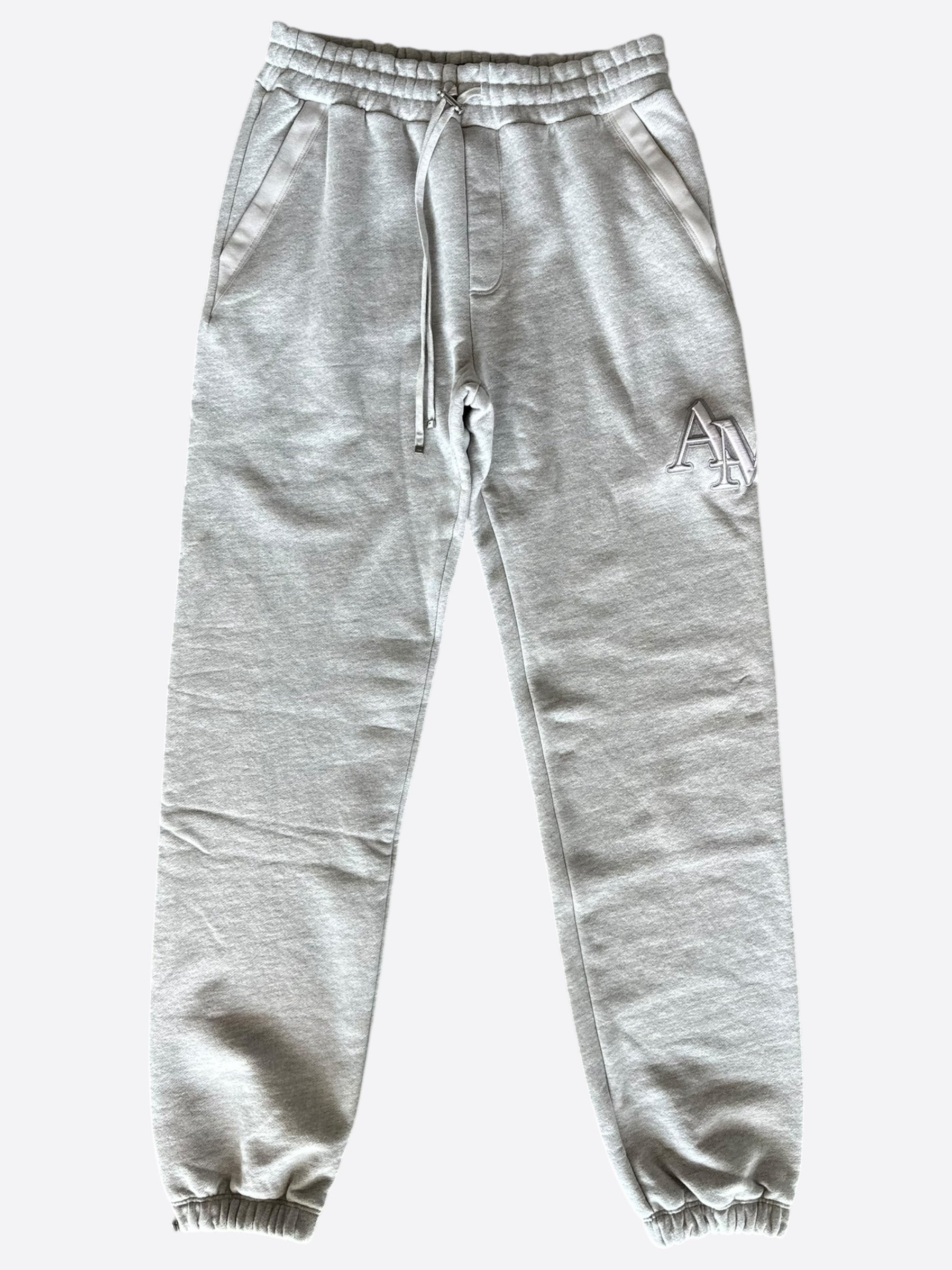 Amiri Grey Staggered Logo Sweatpants for Men - Premium Cotton Joggers with Embroidered Branding | Perfect for Casual Wear, Street Style & Lounge Comfort