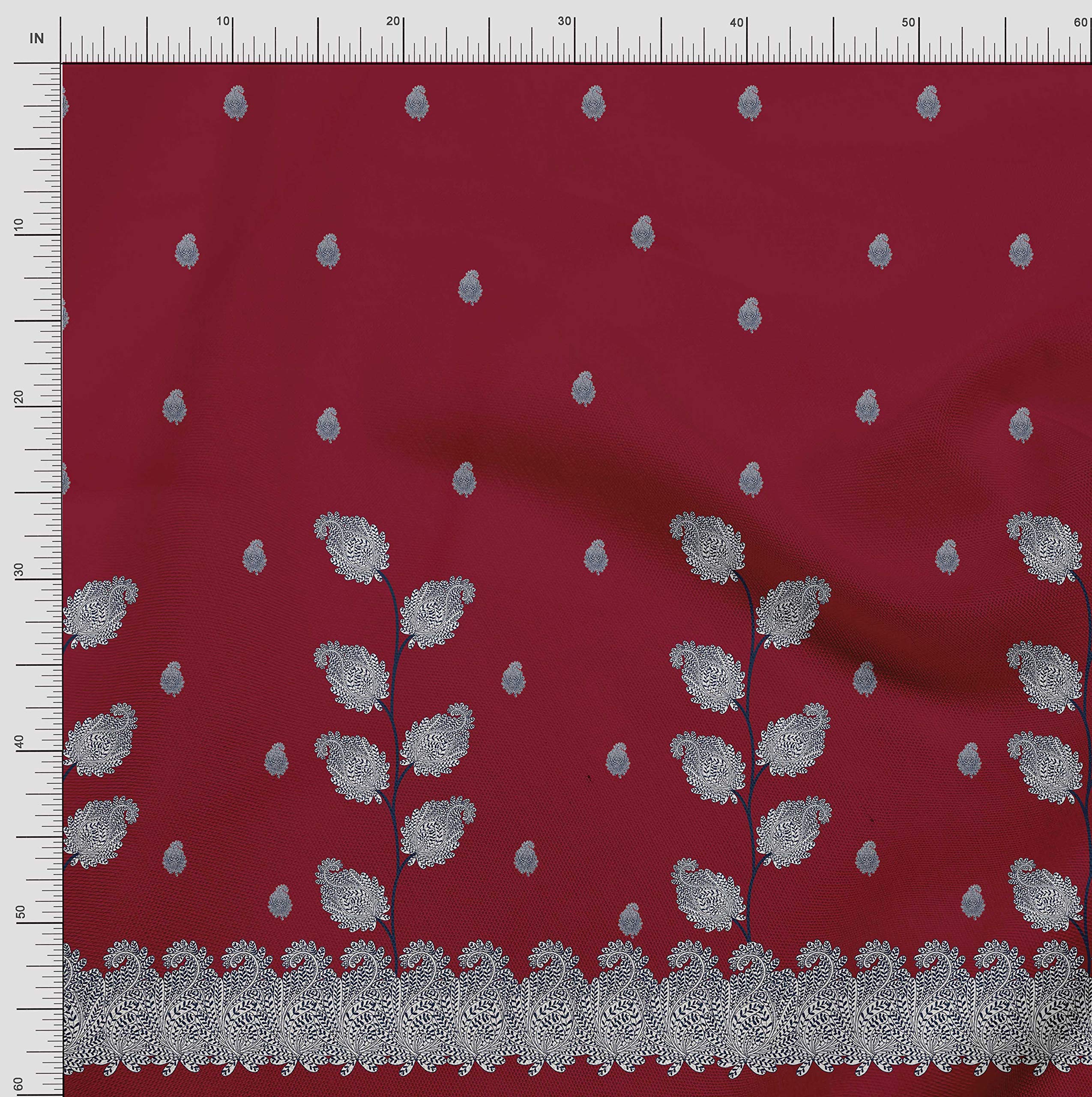 Soimoi Moss Georgette Brown Fabric by The Yard - 42 Inch Wide Paisley Panel Tapestry - Timeless Woven Printed Fabric for DIY Dresses, Curtains & Home Decor