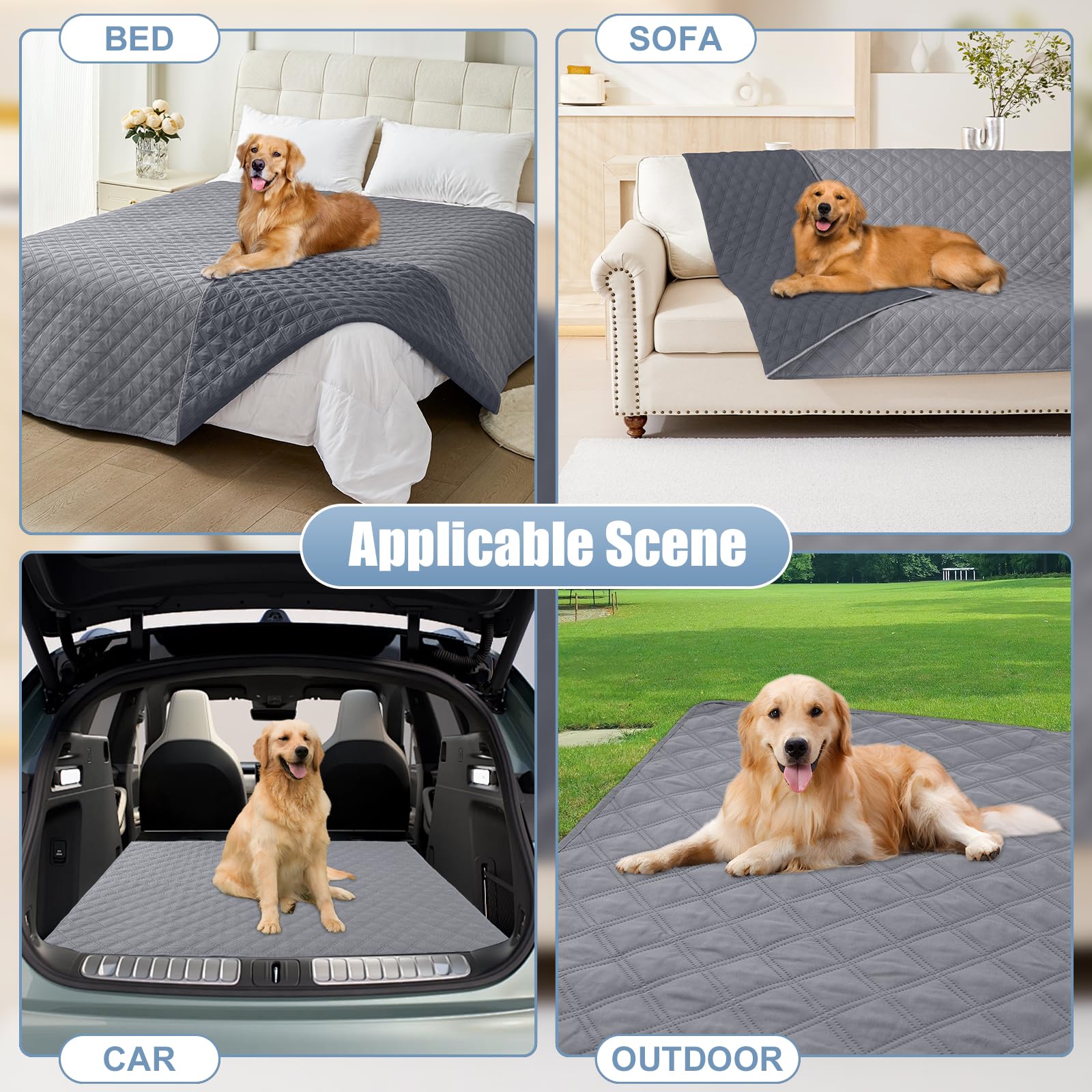 Smiry Waterproof Reversible Dog Blanket - Soft Washable Pet Bed Cover for Couch, Sofa & Furniture Protector - Ideal for Dogs, Cats & Kids (30