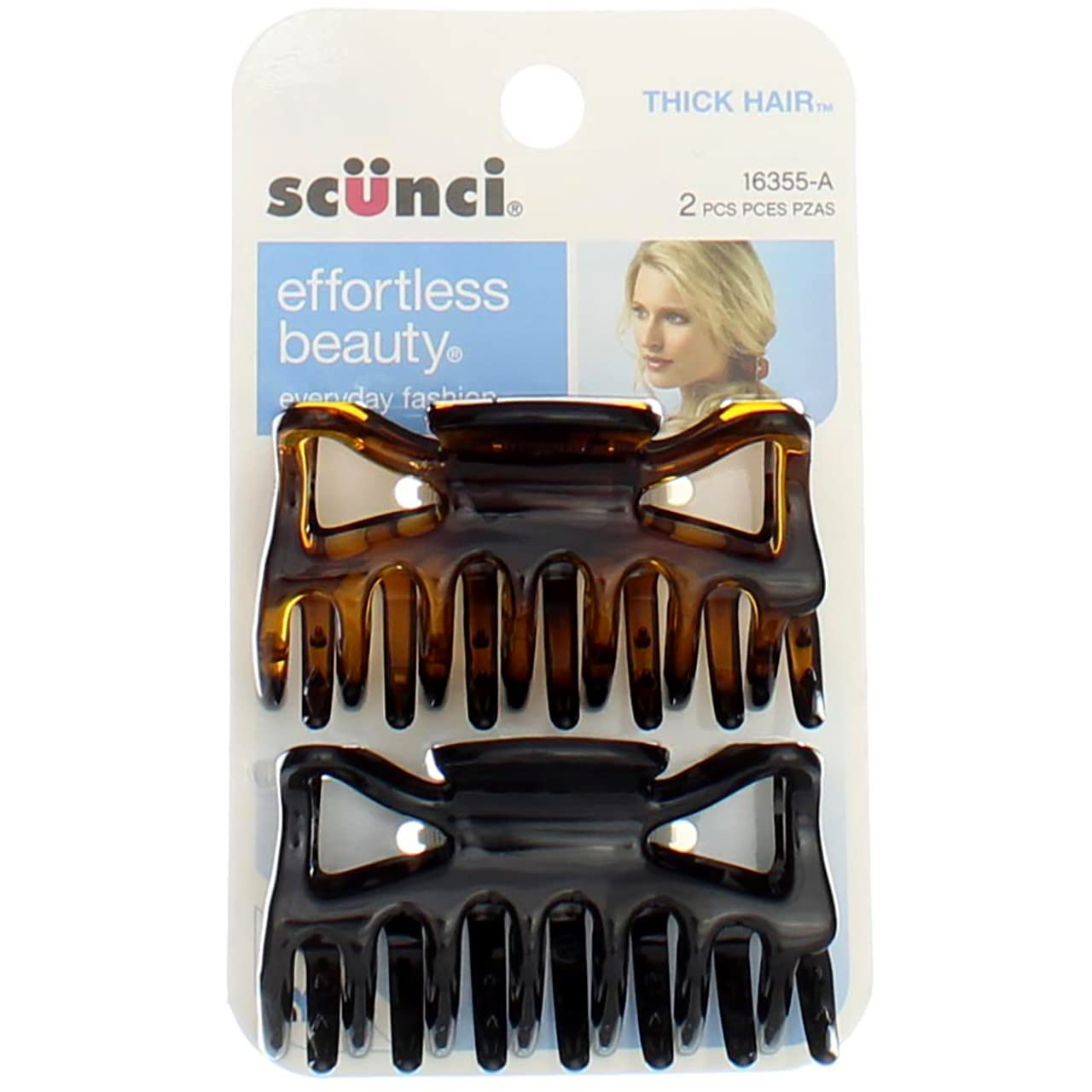 Scunci Thick Hair Jaw Clips - 1 Pack (12 Pieces) for Women, Strong Hold Hair Clips for Thick Hair, Perfect for Updos, Ponytails & Styling at Home, Work or Gym