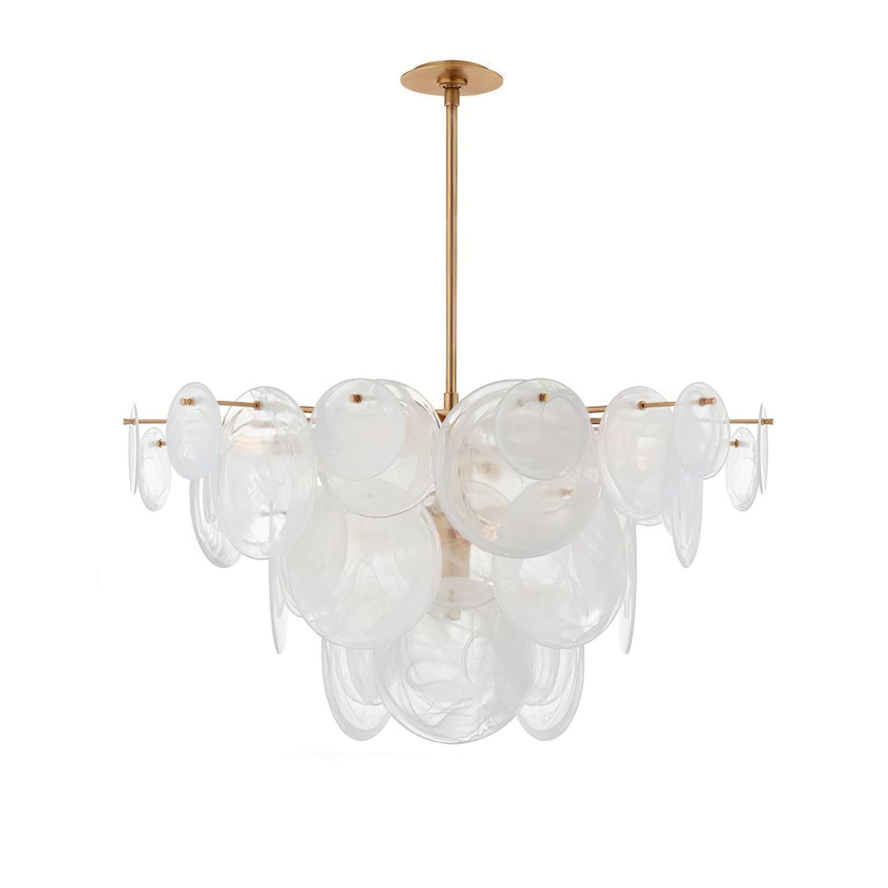 Elegant Brass Discs Cascading Chandelier - Modern Ceiling Light Fixture for Dining Room, Living Room & Bedroom Decor