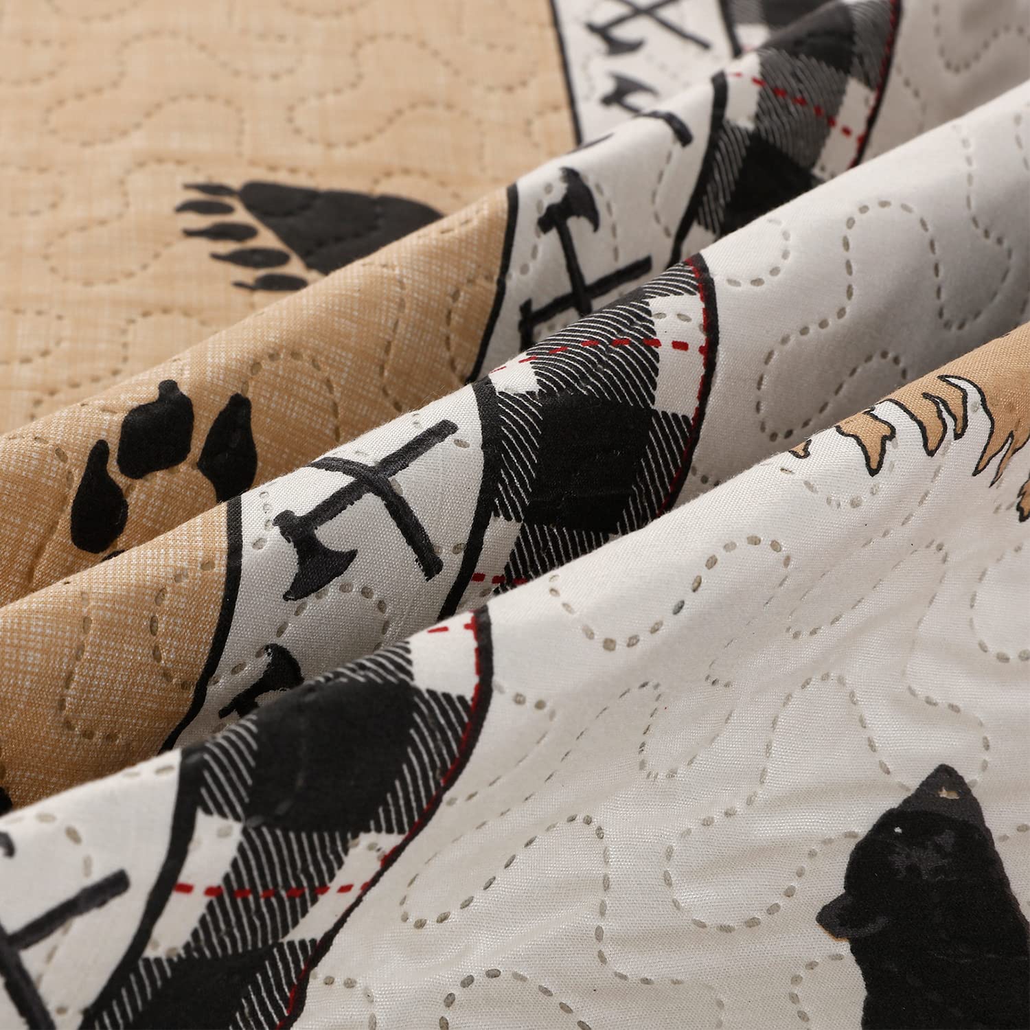 King Size Rustic Quilt Set - Reversible Buffalo Plaid Bedspread with Moose & Bear Design | Lightweight Country Lodge Bedding for Cabin, Farmhouse & Cozy Home Decor | Perfect for Guest Rooms, Master Bedrooms & Winter Warmth