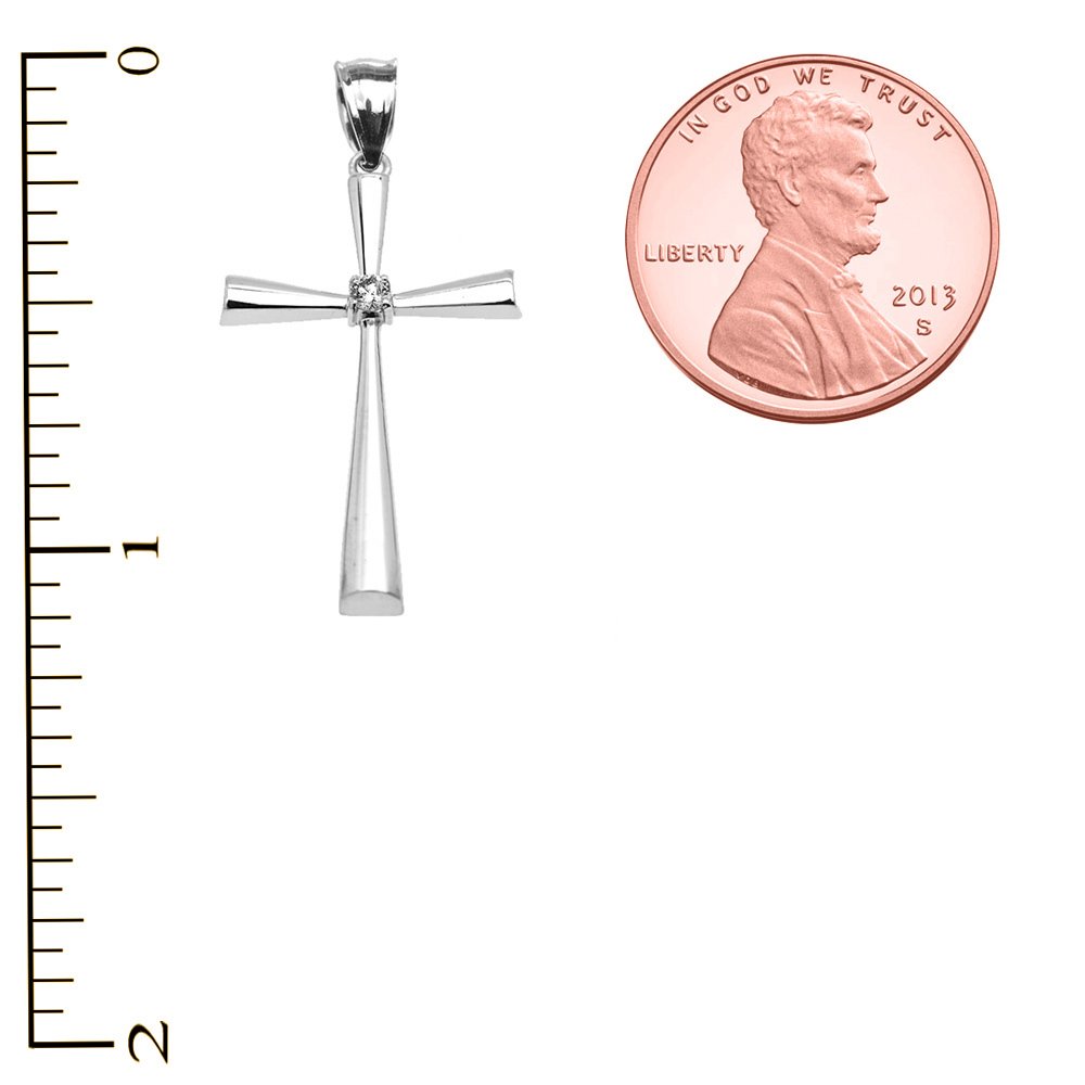 10k White Gold Simple Diamond Cross Pendant - Elegant Religious Jewelry for Women, Perfect for Baptism, Confirmation & Daily Wear