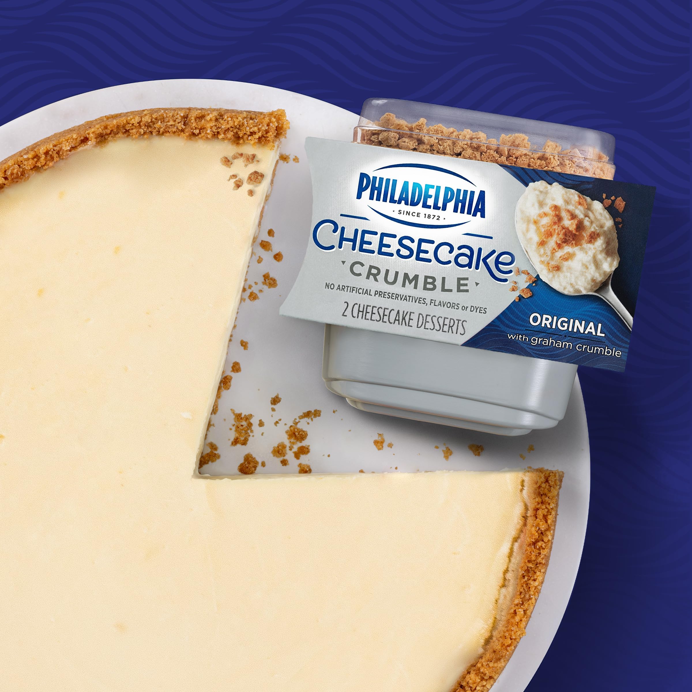Philadelphia Original Cheesecake Crumbles - 2 Pack (3.25 oz Cups) | Delicious Dessert Topping for Ice Cream, Yogurt & Baking | Perfect for Parties & Family Gatherings