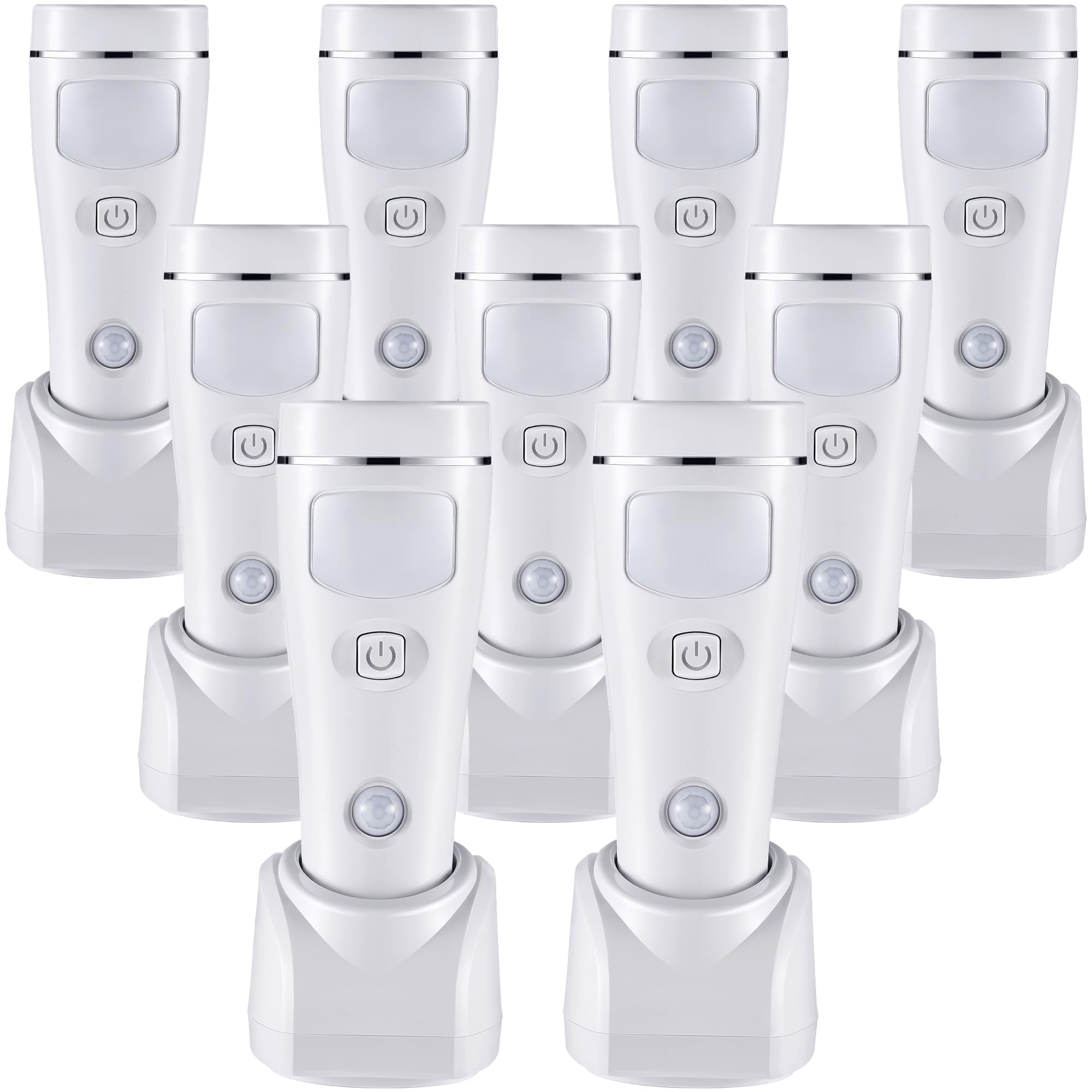 Enhon 9 Pack Emergency LED Power Outage Lights - 4-in-1 Rechargeable Flashlight for Home, Hurricane & Blackout Safety - Wall Plug-in Night Light with Motion Sensor (Perfect for Bedrooms, Hallways & Staircases During Power Failures)