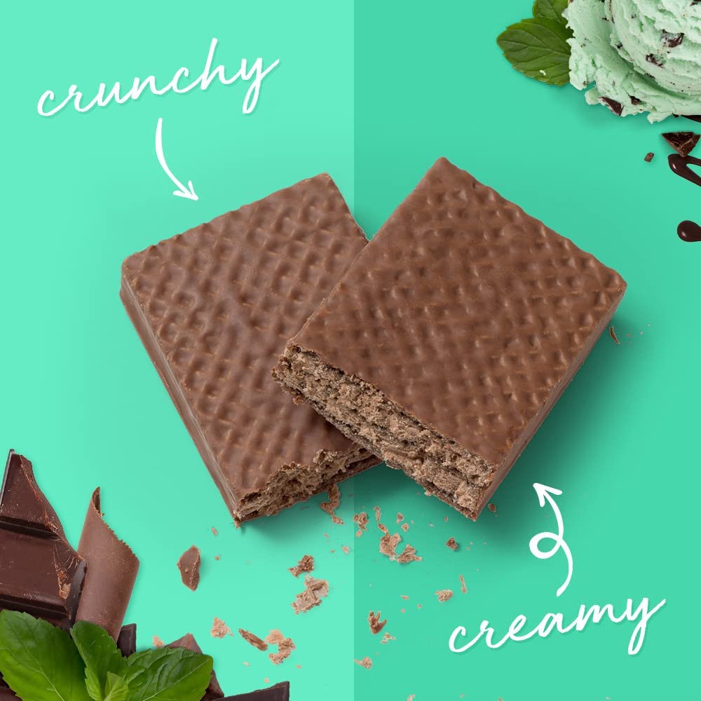 Power Crunch Protein Wafer Bars - 12 Pack of 1.4oz High Protein Snacks | Chocolate Mint Flavor | Keto Friendly, Low Carb Energy Bars for Gym, Hiking & On-the-Go Nutrition