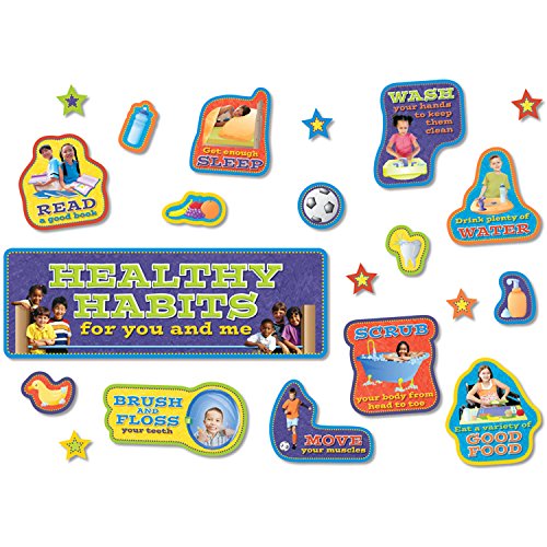 4 Sets of 38 Pieces - NST3036 Healthy Habits Bulletin Board Set for Classroom Decor, School Health Education & Kids Learning Activities