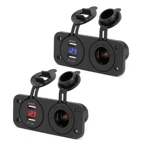 12V/24V Dual USB Car Charger with LED Voltmeter - Fast Charging for iPhone X, Samsung - Perfect for Road Trips & Travel Accessories