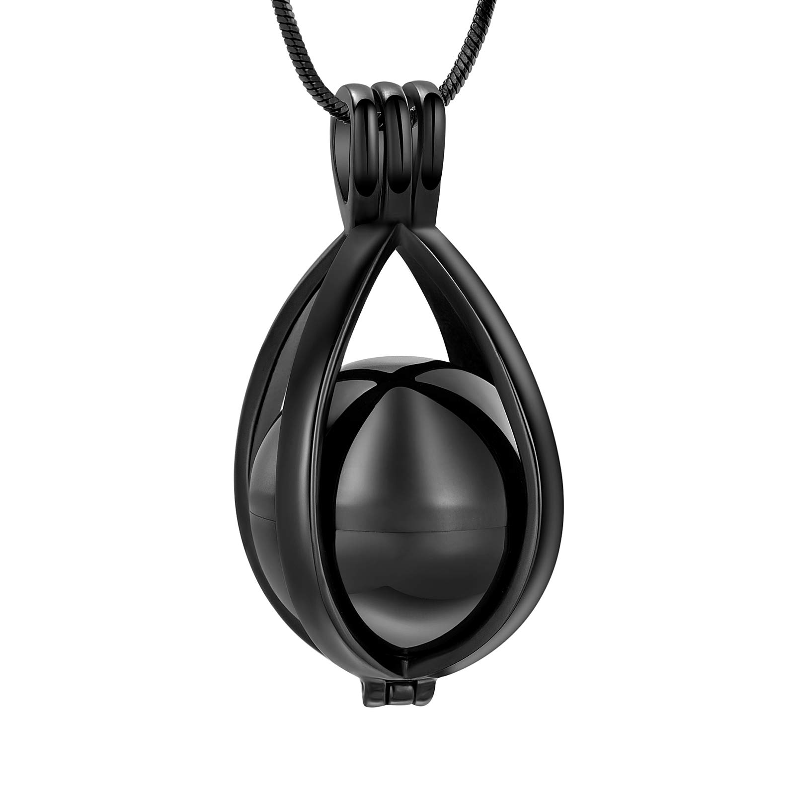 Minicremation Teardrop Hollow Ball Urn Necklace - Memorial Jewelry for Human & Pet Ashes - Keepsake Pendant for Cremation Remembrance - Perfect for Daily Wear & Special Occasions