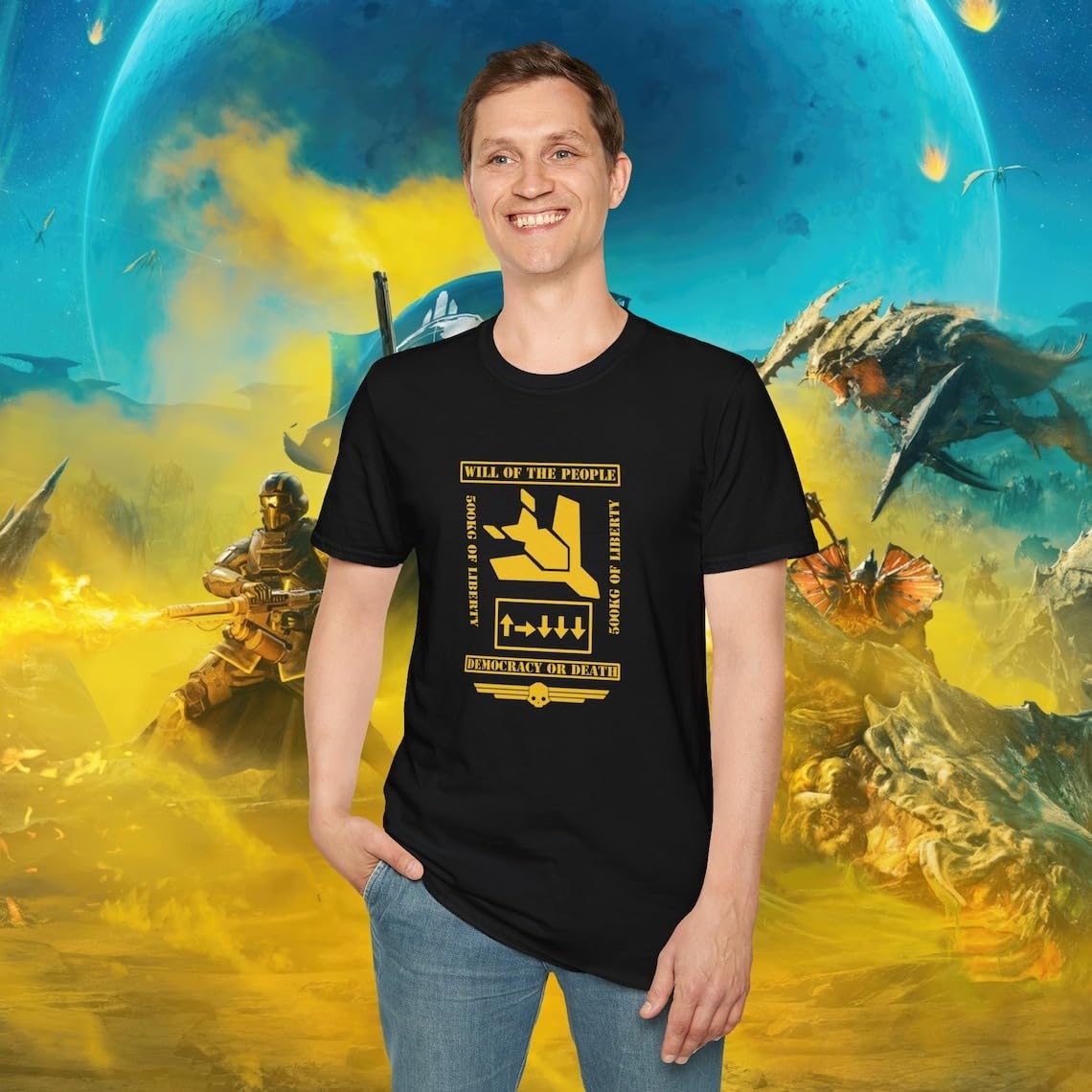 Helldivers 2 500kg Bomb T-Shirt - Official Video Game Inspired Tee for Gamers (Black, XS-3XL) - Perfect for Gaming Events & Cosplay