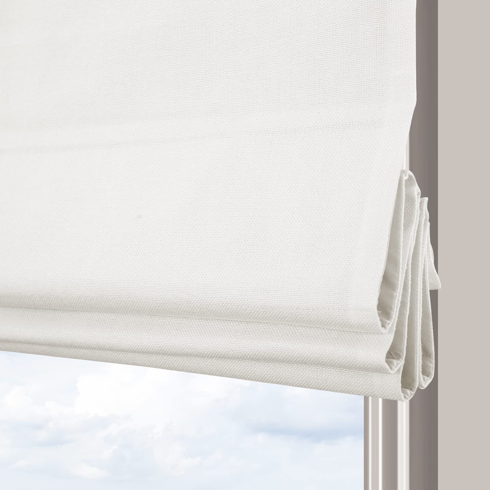 Artdix White Roman Shades for Windows - Cordless Blackout Roman Window Shades for Living Room, Bedroom, Kitchen & Doors | Easy to Install | Timeless Design for Any Home Decor