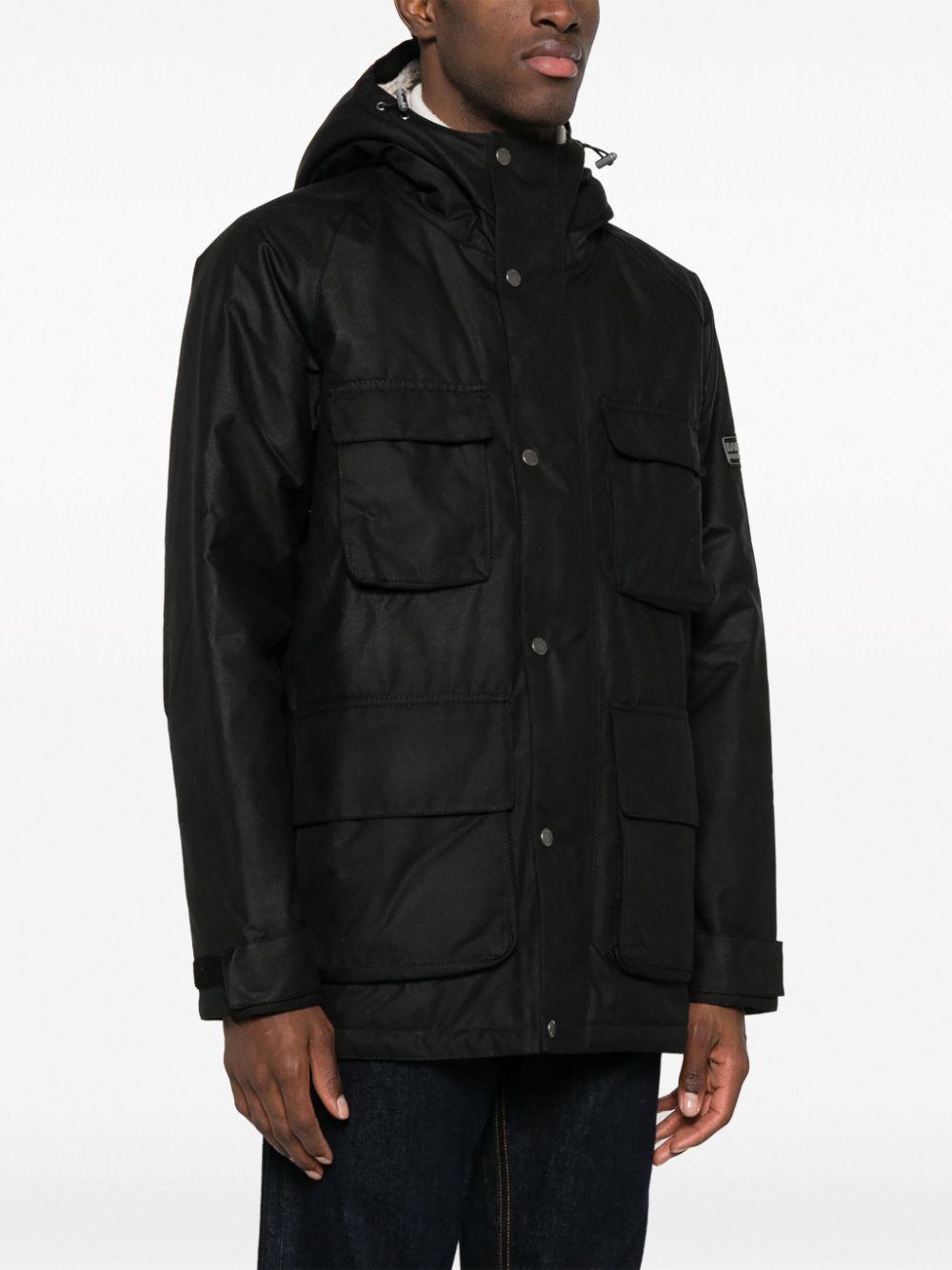 BARBOUR INTERNATIONAL Men's Black Waxed Cotton Motorcycle Jacket - Waterproof & Windproof for Outdoor Riding & Adventure