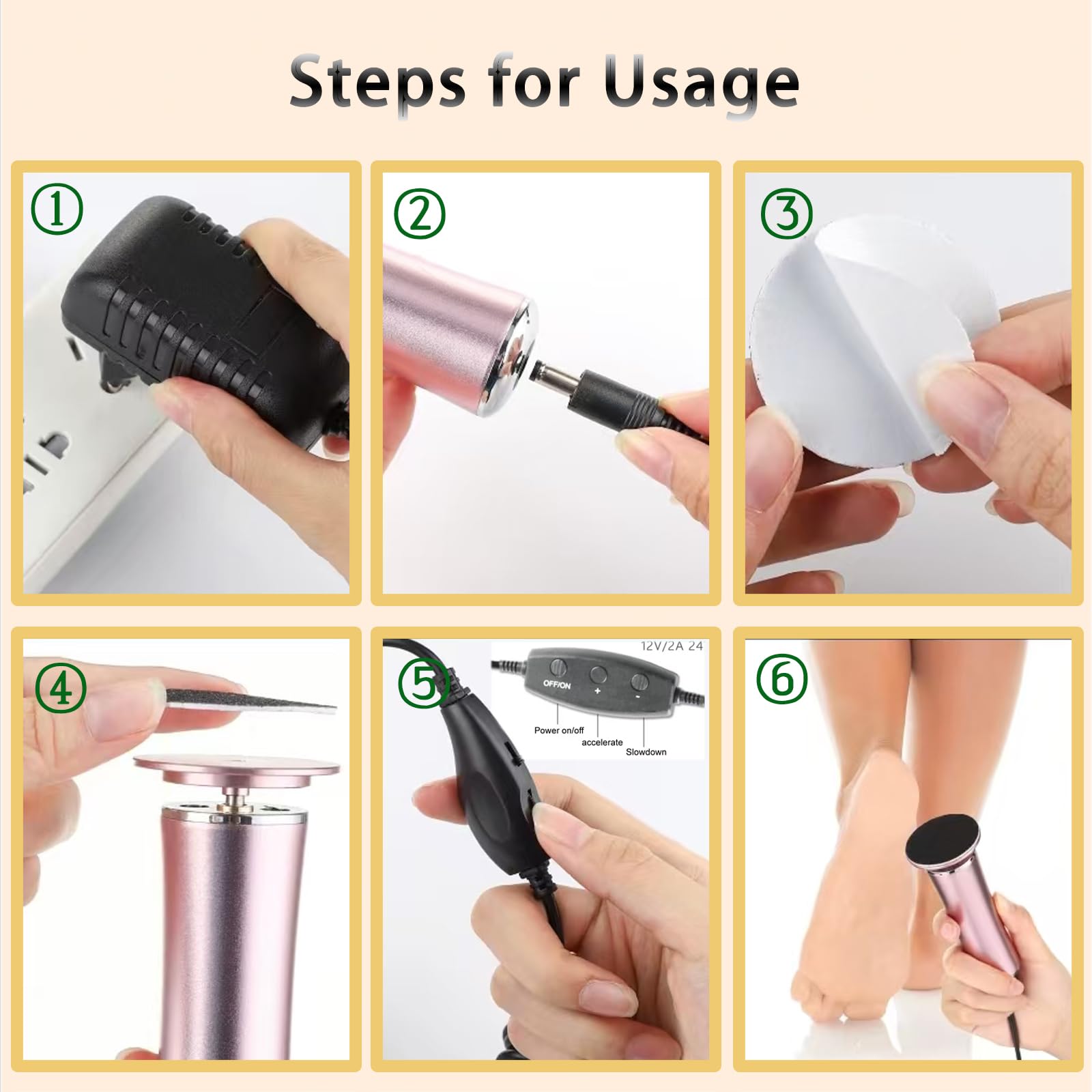 Darmave™ Electric Foot Callus Remover - Professional Pedicure Tool with 60 Sanding Pads & Foot File for Cracked Heels - Perfect for At-Home Spa, Dry Skin Care & Smooth Feet Treatment