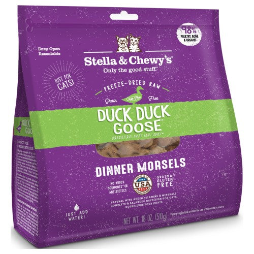Stella & Chewy's Freeze Dried Cat Food - Duck Duck Goose Dinner Morsels for Kittens & Adult Cats (2 Size Options) | High Protein Raw Diet for Indoor & Outdoor Cats