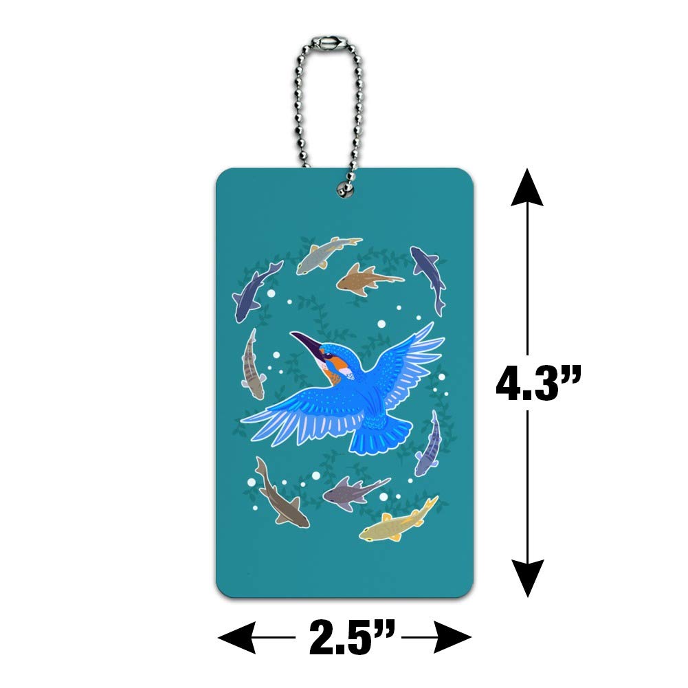 Kingfisher Bird & Fish Design Luggage Tag - Durable Suitcase ID Tag for Carry-On Bags - Perfect for Travel, Vacation & Business Trips