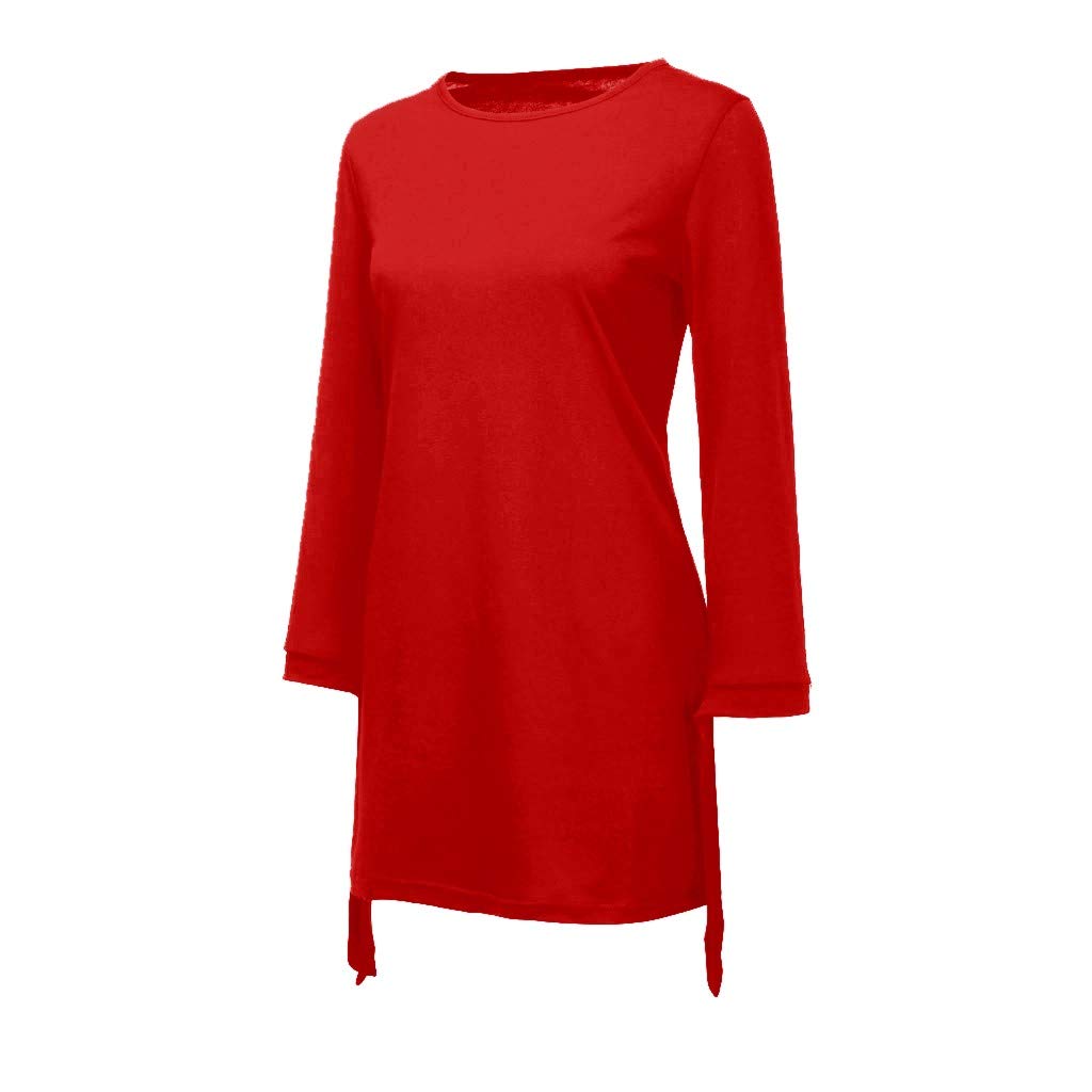 ONablvd Women's Spring Tee Shirt Dress - O-Neck Loose Fit Mini Dress with Bow Detail | Casual Summer Outfits, Beach Wear & Everyday Fashion
