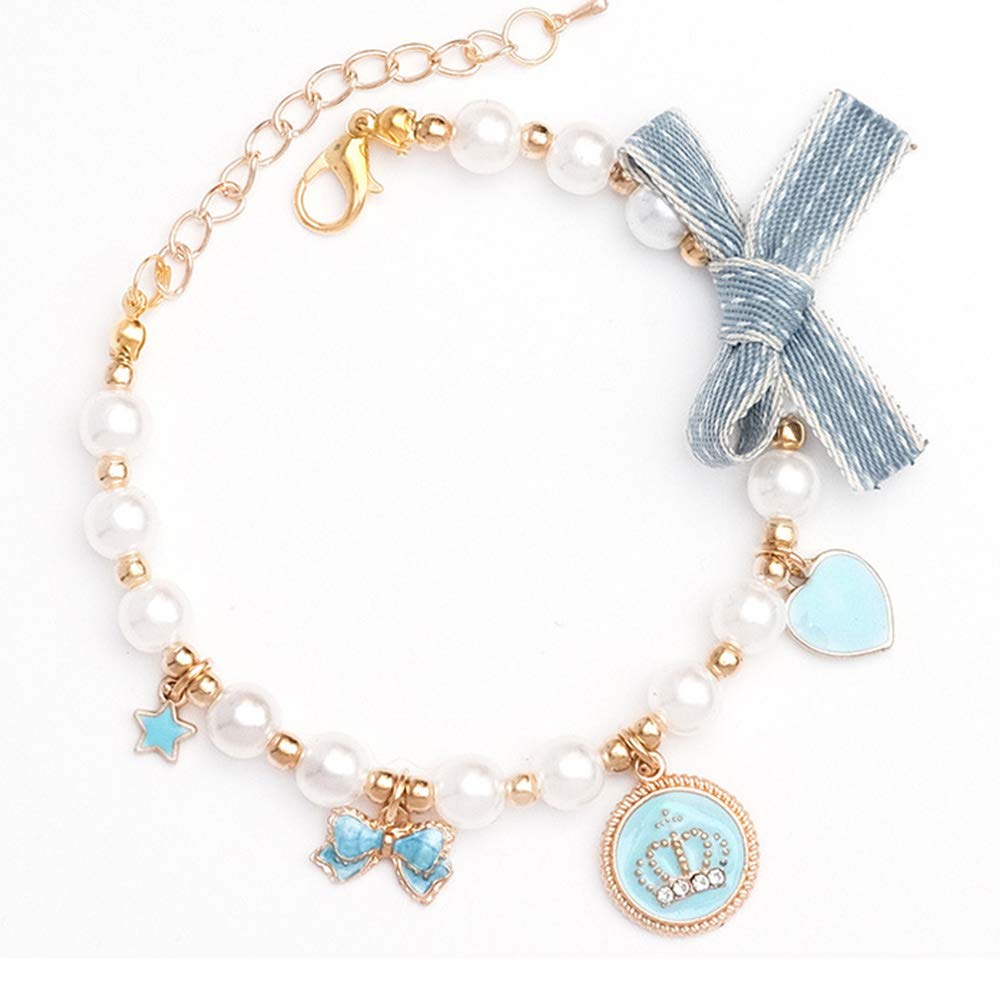Luxury Pearl Crown Collar for Cats & Small Dogs - Fashion Pet Necklace with Adjustable Fit - Elegant Jewelry Accessory for Special Occasions & Photo Shoots