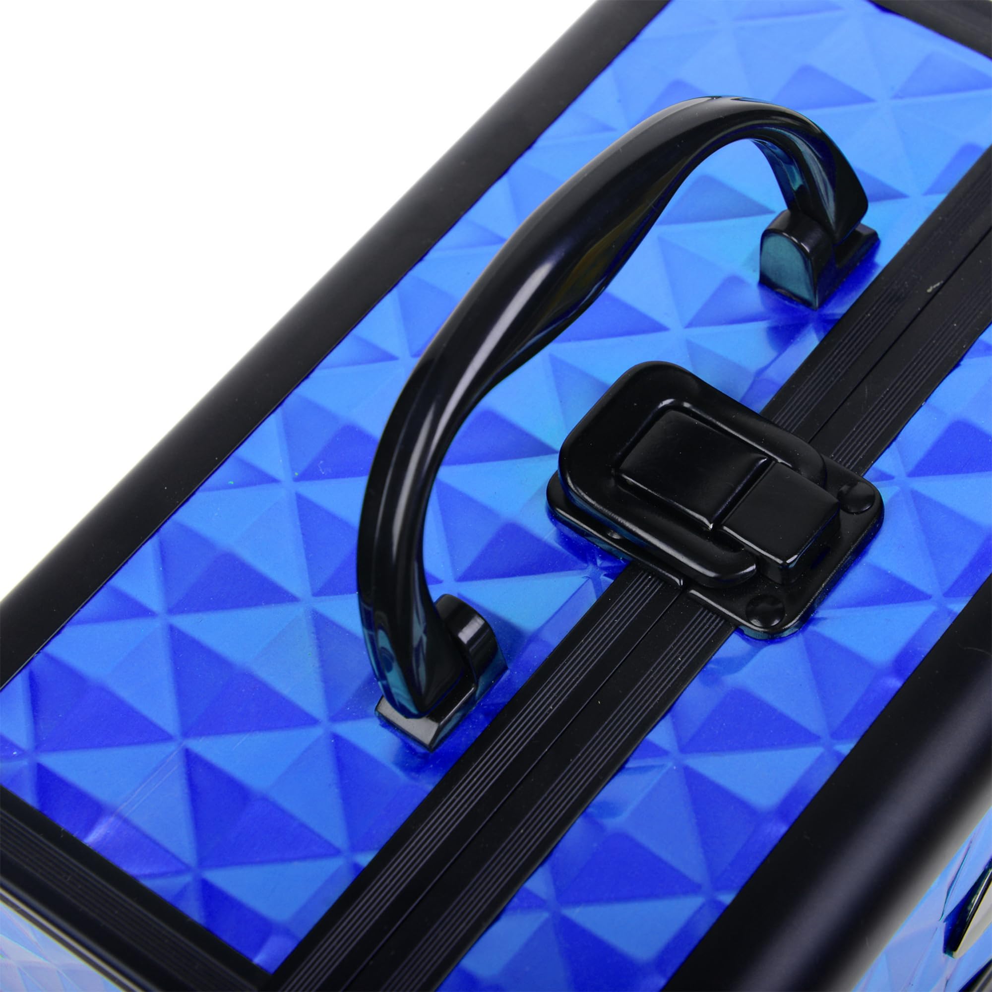 SHANY Chic Makeup Train Case - Portable Cosmetic Organizer with Lock & Multi-Trays | Beauty Storage Box with Mirror for Makeup, Jewelry & Cosmetics | Perfect for Travel, Salon & Professional Makeup Artists - Peacock Blue