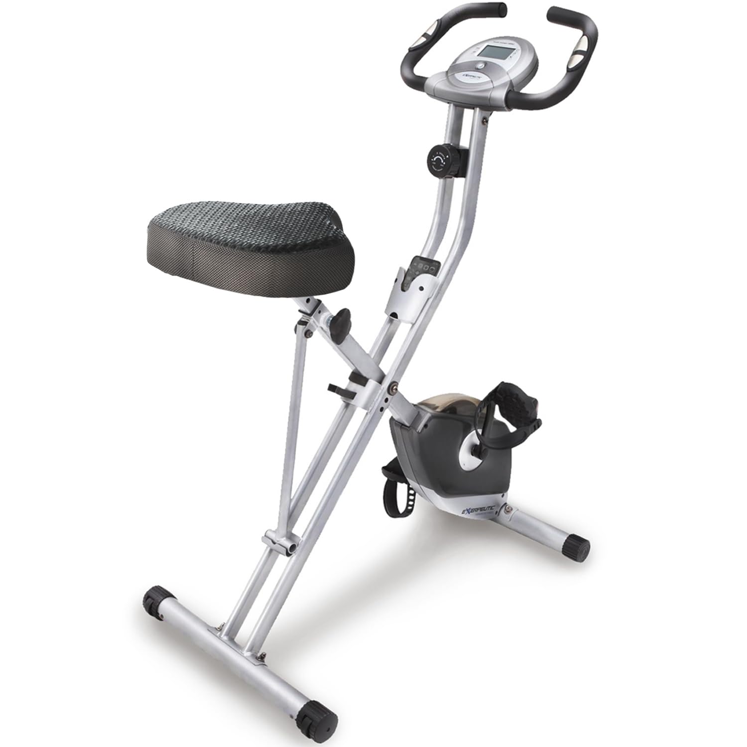 Exerpeutic Foldable Exercise Bike with 8 Resistance Levels - Stationary Bike with Airsoft Seat & LCD Display for Tracking Distance, Calories, Time, Speed - Perfect for Home Gym, Cardio Workouts & Small Spaces