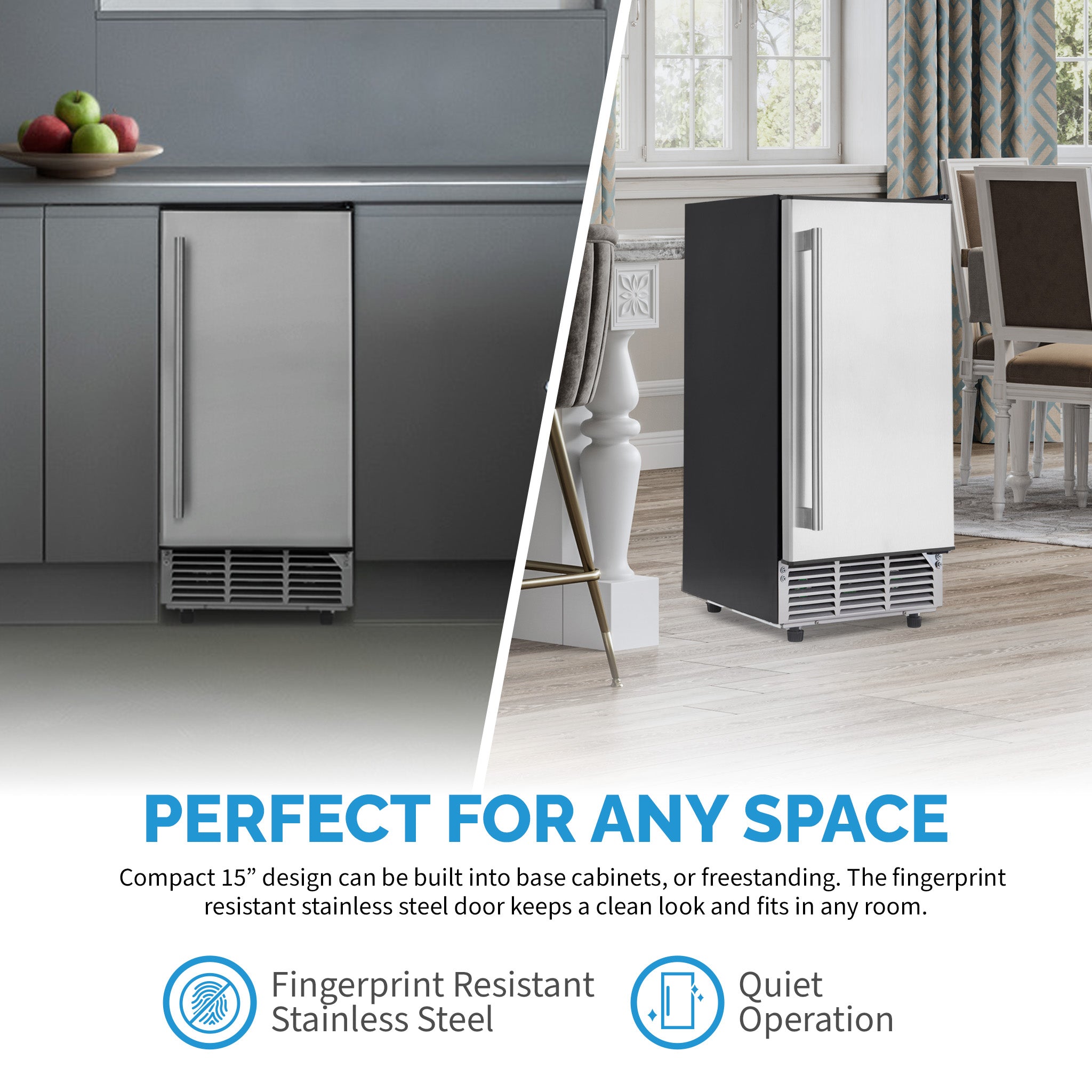 Newair® Undercounter Ice Maker for Home - 80 lbs/day Clear Ice Production, Stainless Steel Design | Perfect for Kitchens, Bars, Offices & Entertaining