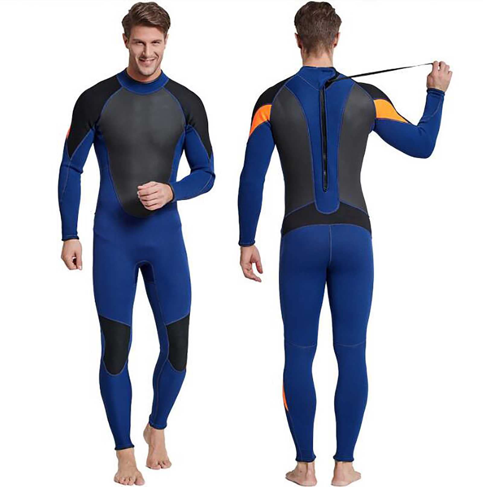 3mm Neoprene Full Wetsuit for Men - Scuba Diving & Freediving Suit with Long Sleeves & Back Zip - Warm & Comfortable for Surfing, Swimming, Kayaking & Water Sports - Perfect for Ocean Adventures & Cold Water Activities