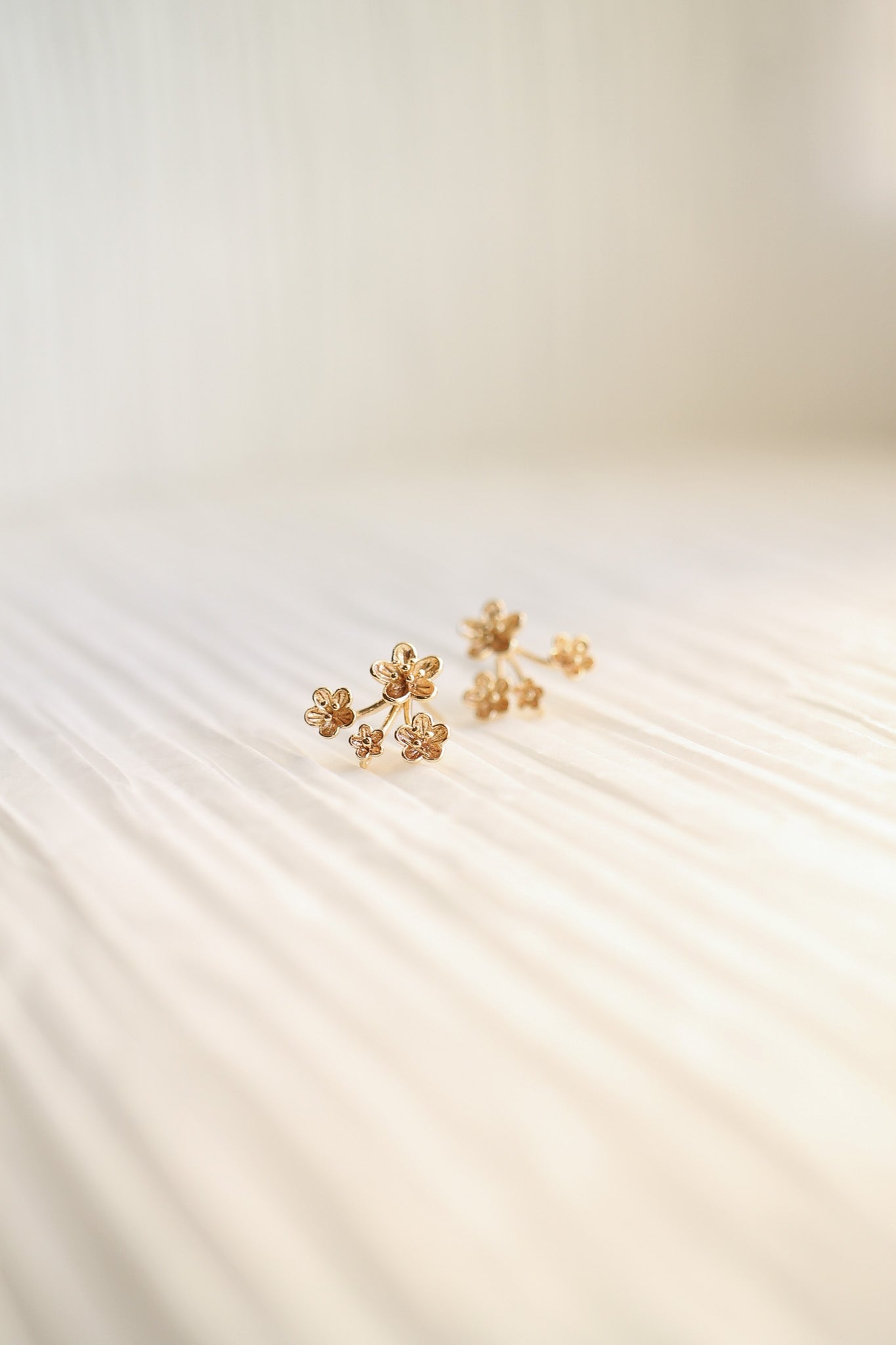 14K Gold Azalea Flower Stud Earrings for Women - Elegant Floral Jewelry Gift for Birthday, Anniversary & Valentine's Day