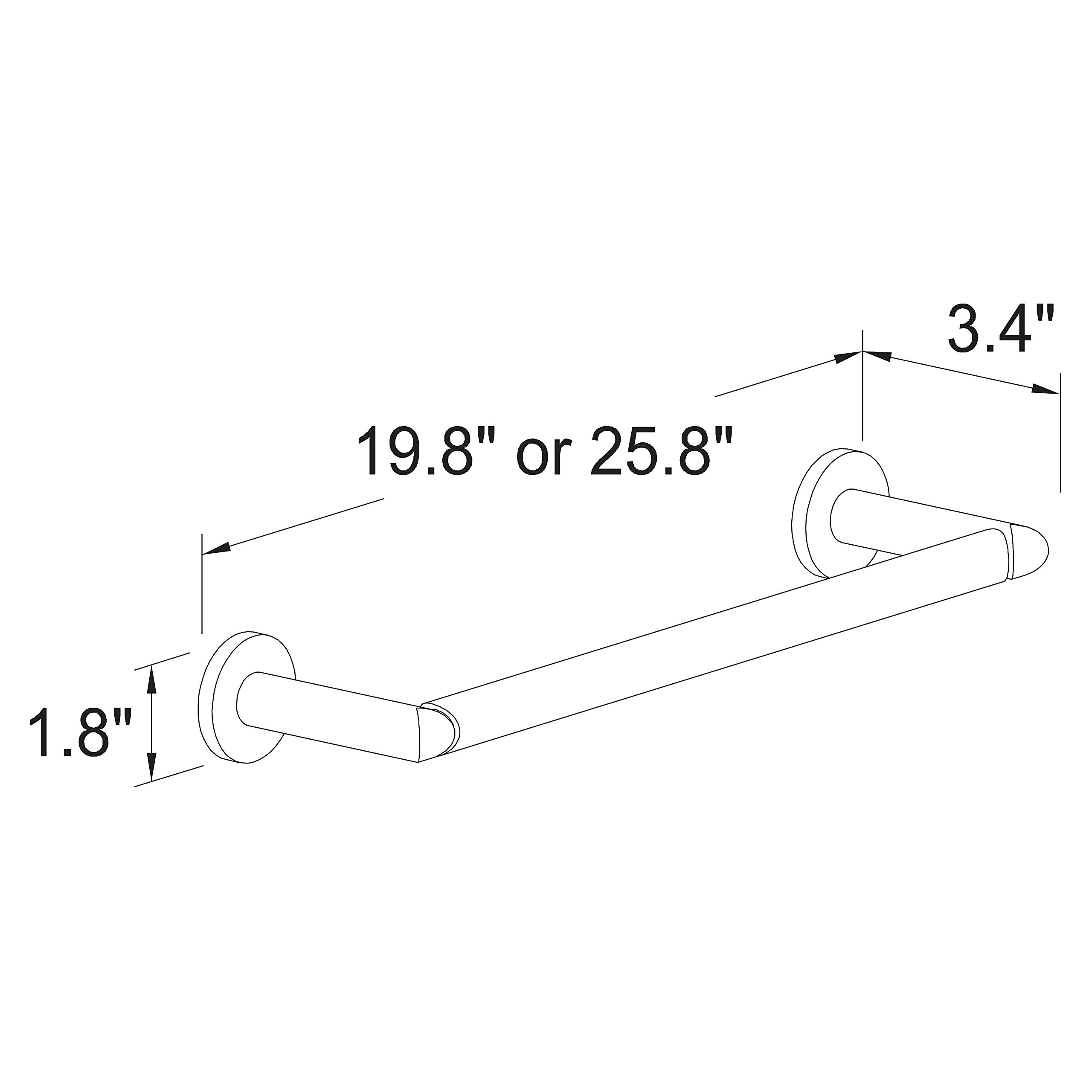 Motiv 0203/PC Sine 24-Inch Polished Chrome Towel Bar - Bathroom & Kitchen Wall Mounted Towel Rack for Modern Home Decor
