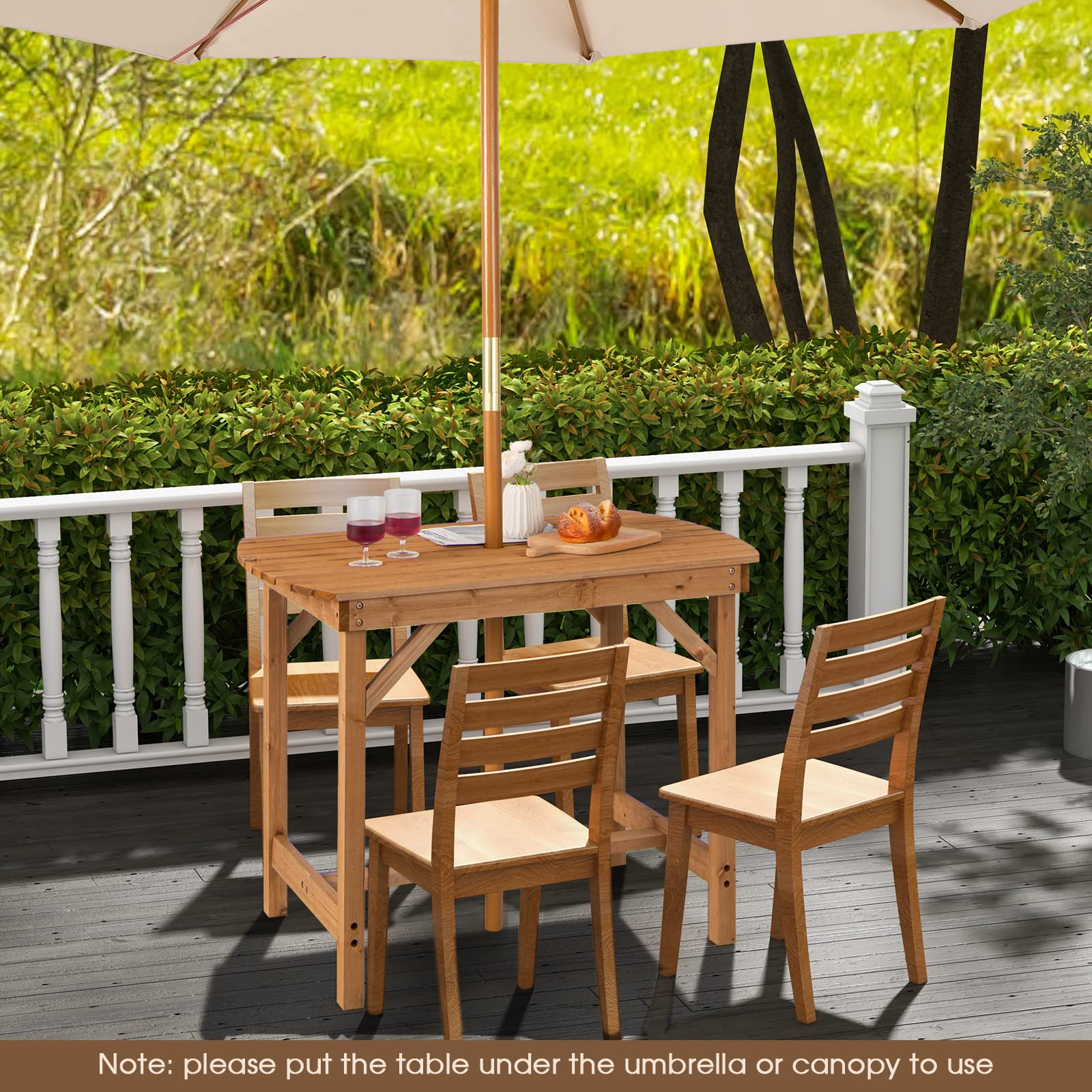 Giantex 48 Inch Solid Wood Patio Dining Table for 4-6 People with 1.5