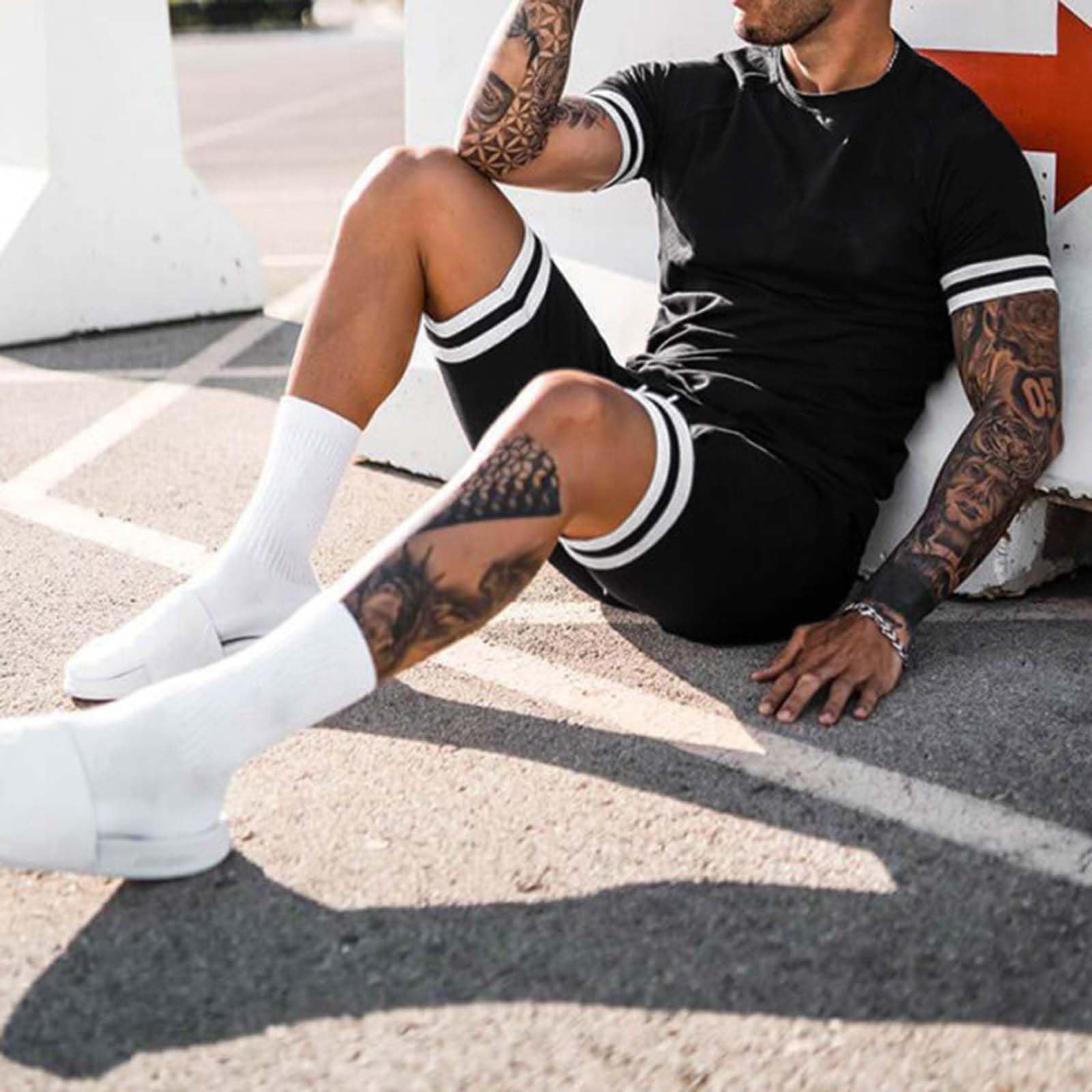 Men's 2-Piece Short Sets - Summer Short Sleeve Tracksuit Outfit with Pockets | Casual Lounge Wear for Home, Gym & Outdoor Activities