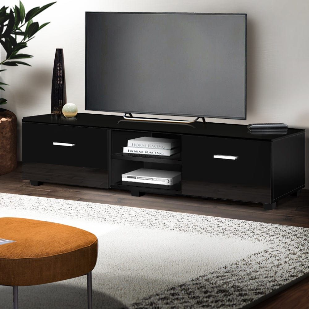 Artiss 140cm Black TV Stand Entertainment Unit with Storage - Modern TV Cabinet for Living Room, Bedroom & Home Theater Setup