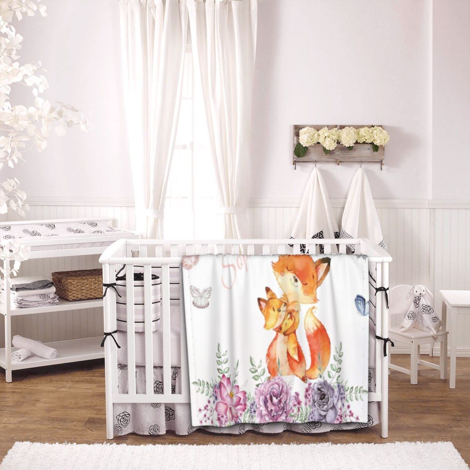 Personalized Baby Blankets with Name - Elephant Woodland & Sunflower Crown Designs for Newborn Boys & Girls | Custom Nursery Blanket for Crib, Stroller & Photo Shoots