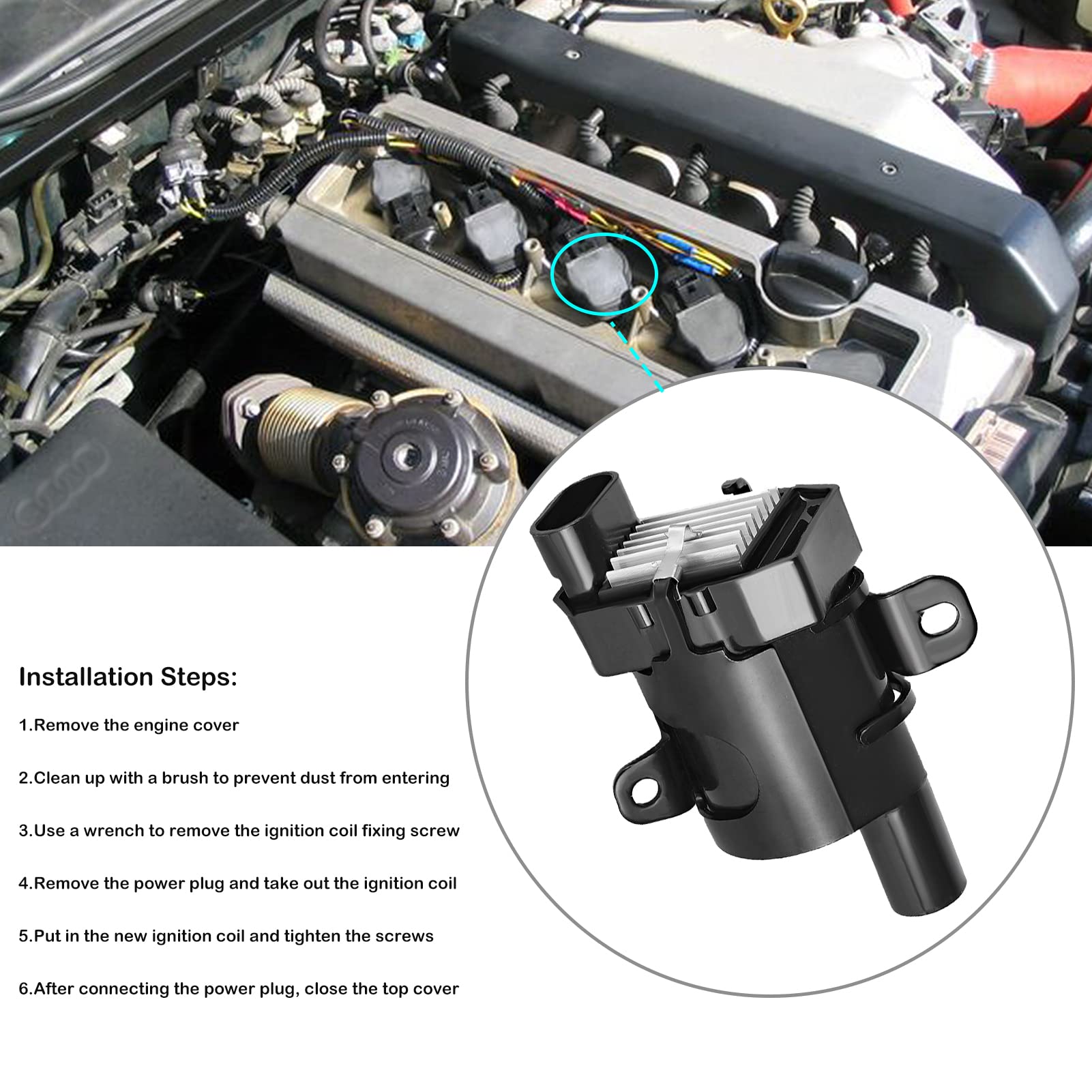 8-Piece Ignition Coil Pack Set for Chevy Silverado 1500/2500, Tahoe, Suburban, GMC Sierra, Yukon XL (2000-2006) - Replaces UF262 D585 - Perfect for Engine Performance & Smooth Driving