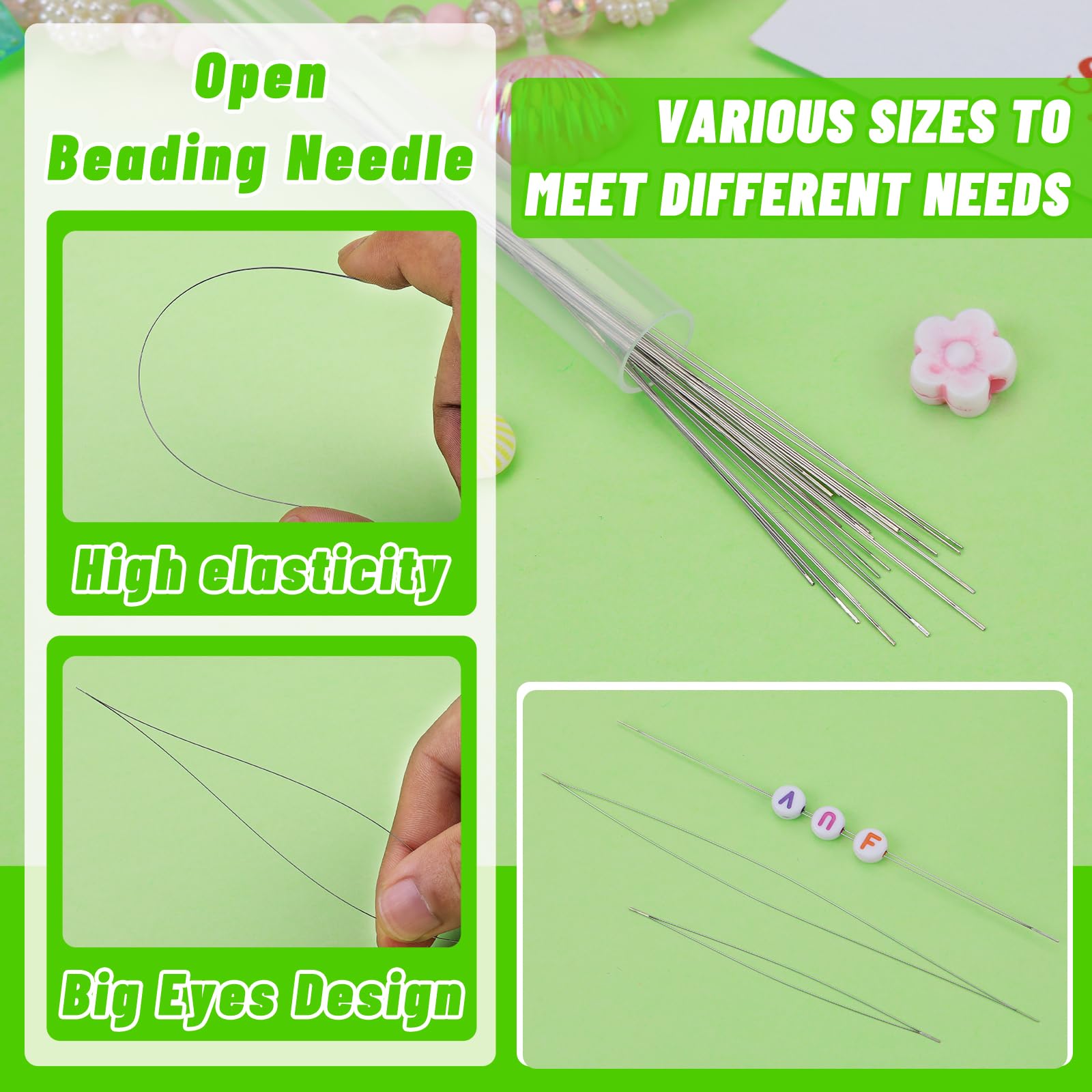 86 Pcs Beading Needles Set - 6 Sizes Big Eye Seed Bead Needles, Long Straight & Twist Beading Needles, Flexible Jewelry Making Needles for Beads | Perfect for DIY Bracelets, Necklaces, Earrings & Craft Projects