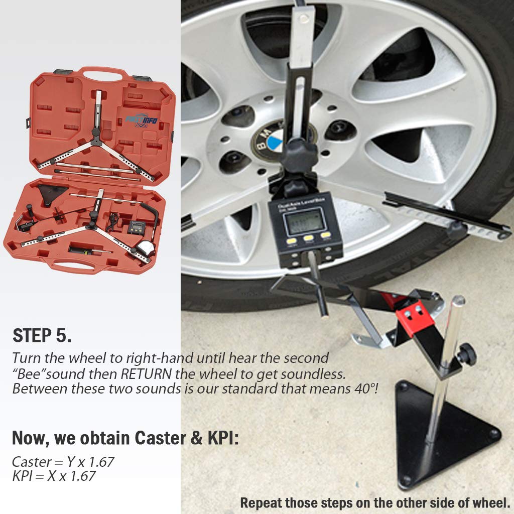 FIRSTINFO Digital Wheel Alignment Tool Kit with Angle Position Sensor & Protractor - Complete All-in-One Kit for Car, Truck, and SUV Wheel Alignment & Suspension Tuning