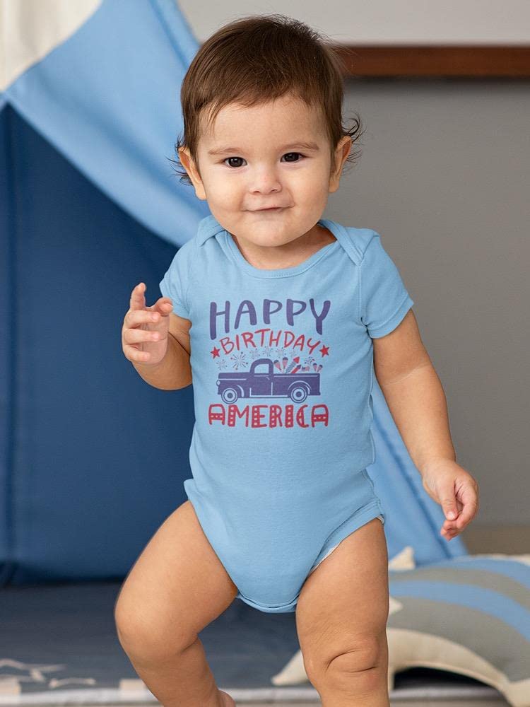 Smartprints Happy Birthday America! Baby Bodysuit - Patriotic Outfit for 4th of July, Memorial Day & Independence Day Celebrations