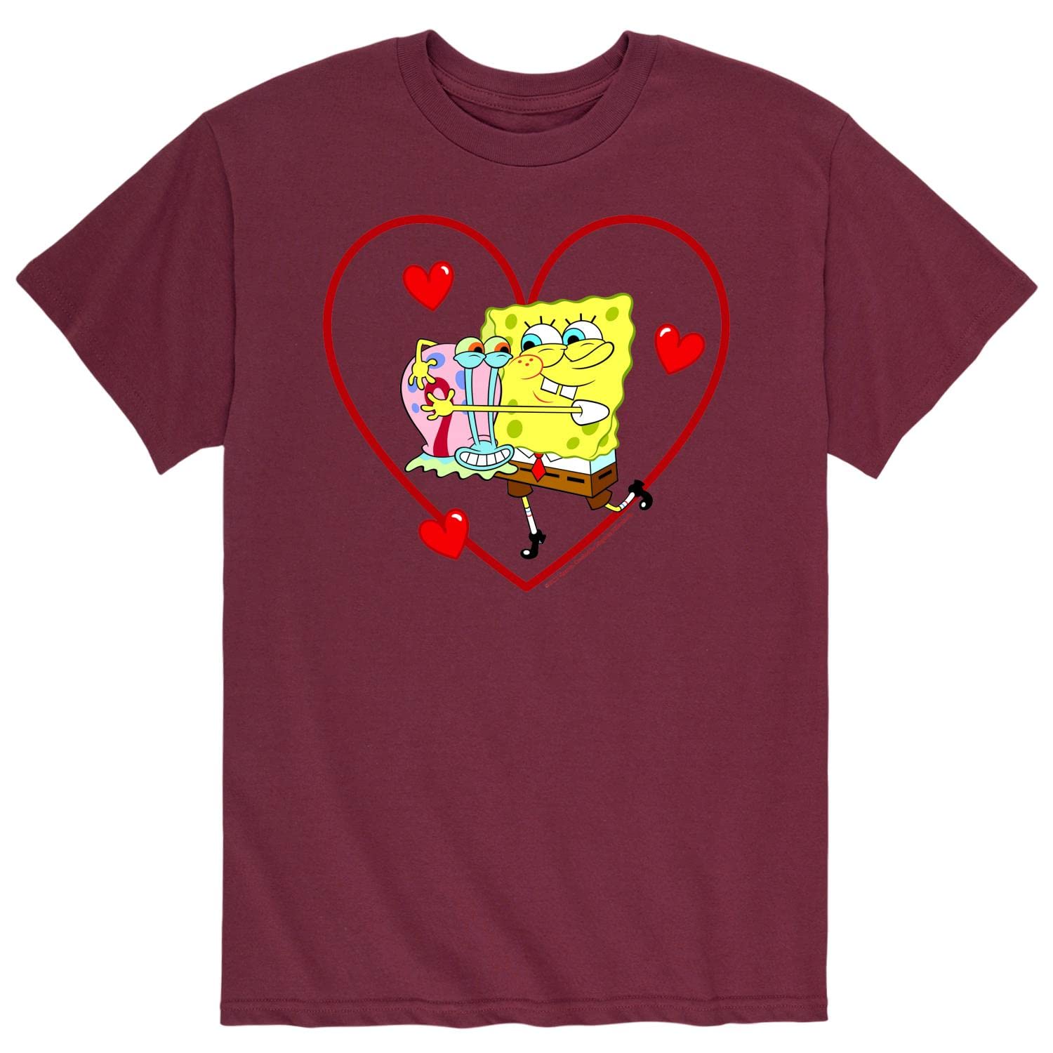SpongeBob SquarePants Valentine's Day Graphic T-Shirt for Men - Funny Cartoon Short Sleeve Tee - Perfect Gift for Fans, Couples & Friends - Wear to Parties, Date Nights & Casual Outings