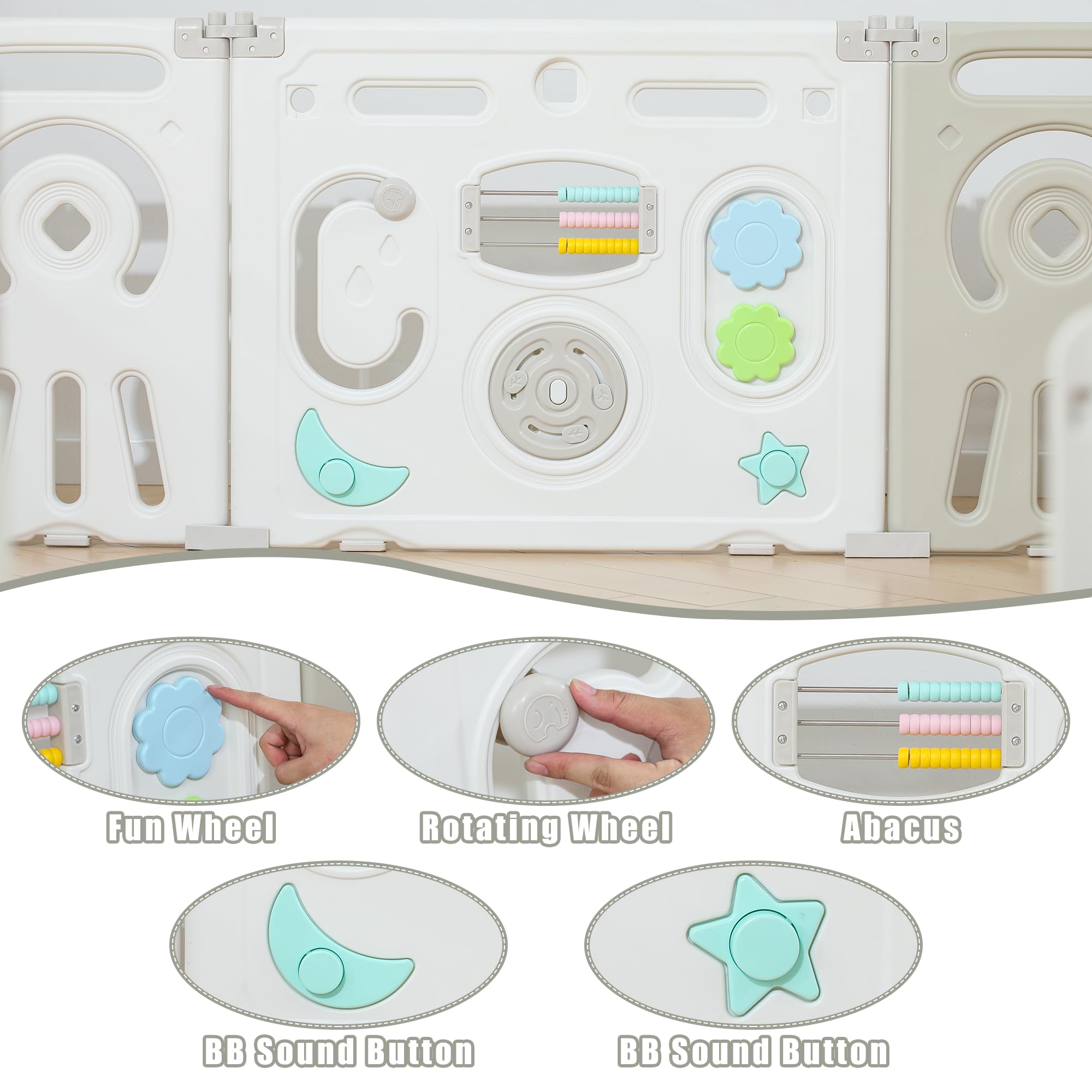 **Foldable Baby Playpen - Extra Large 22-Panel Play Yard for Babies & Toddlers, Portable Safety Fence & Play Gate, Grey & White - Perfect for Indoor & Outdoor Playtime, Nursery, and Pet Safety**
