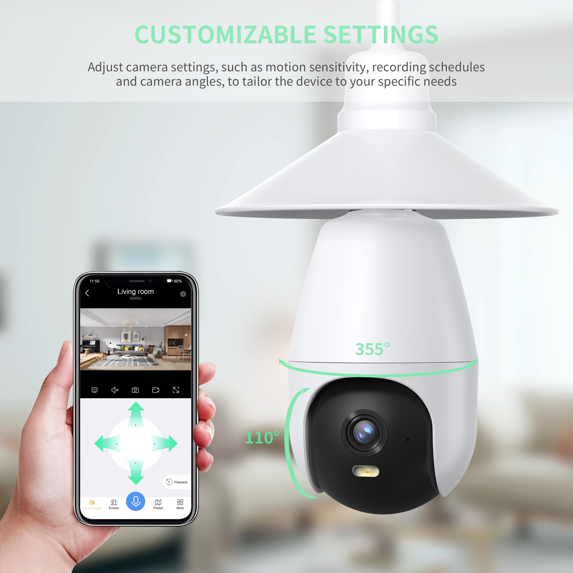 2K HD WiFi Weatherproof Light Bulb Security Camera - 360° Wireless Outdoor & Indoor Dome Camera for Home Surveillance, Smart Light Socket Camera with Night Vision - Perfect for Porch, Garage, Backyard Security Monitoring