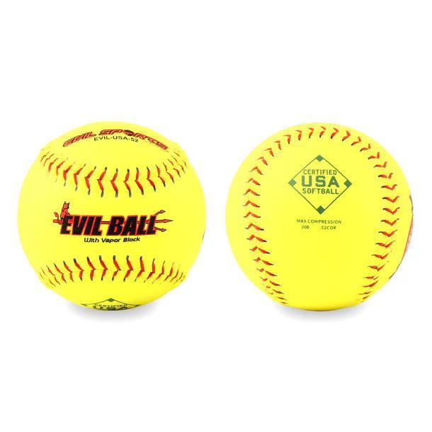 Evil Sports 52/300 Distance Tournament Edition USA/ASA 12 Slowpitch Softballs - High Performance Softballs for Competitive Play & Training