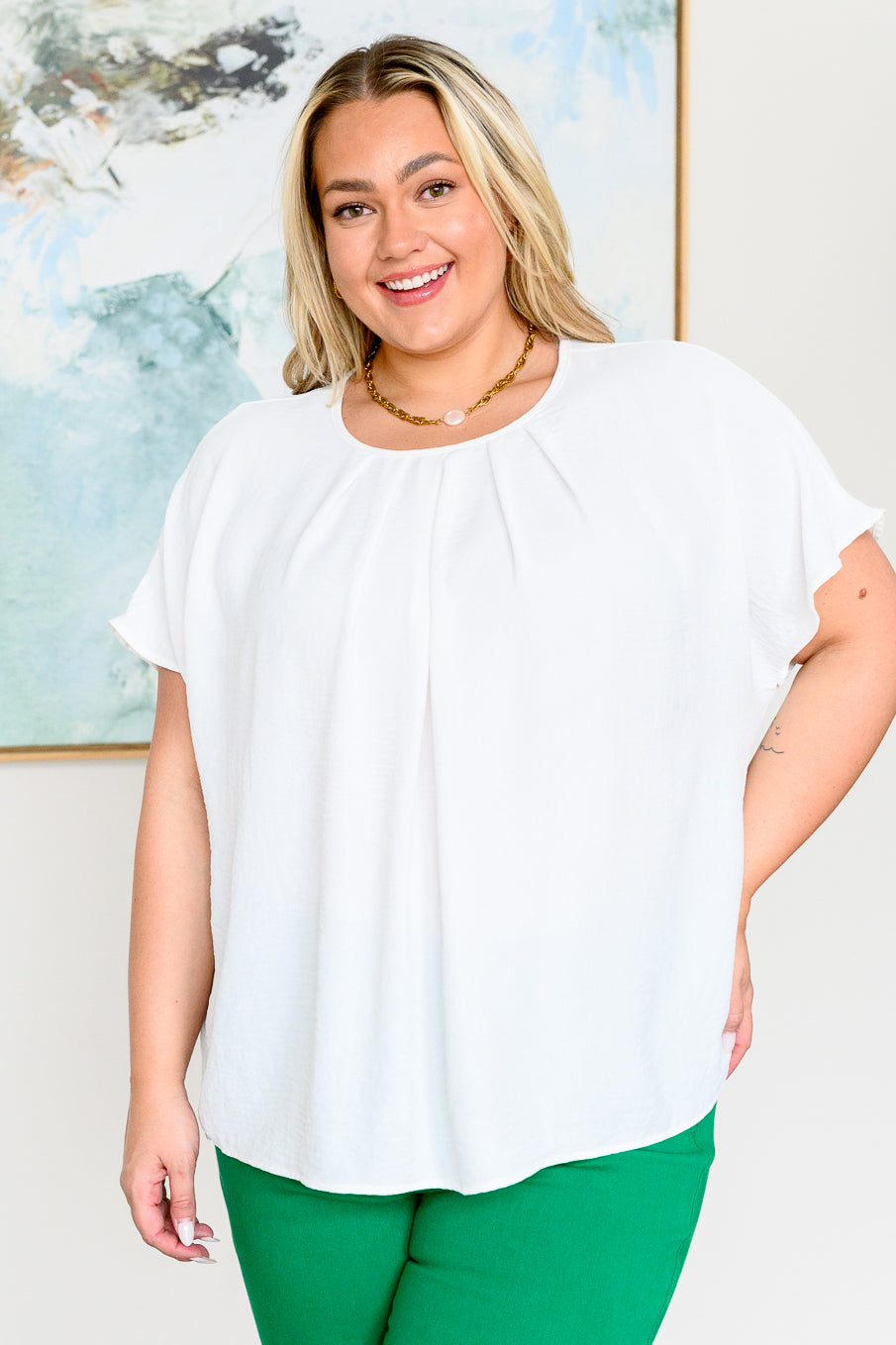 Elegant Pleat Detail Blouse for Women - Soft & Comfortable Casual Tops for Work & Everyday Wear