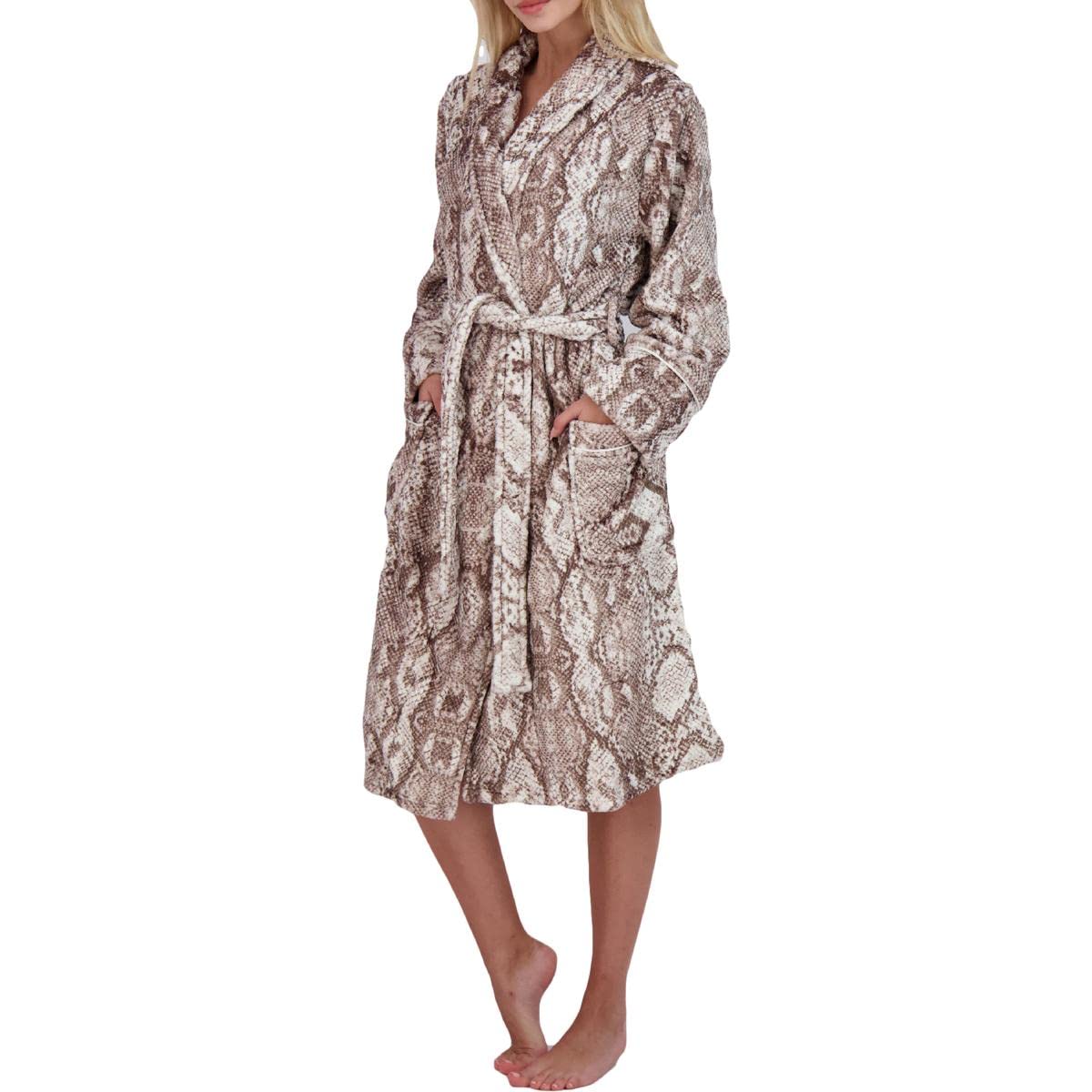 PJ Salvage Women's Luxe Plush Robe - Soft Fleece Bathrobe for Spa, Lounge & Relaxation at Home - Cozy Winter Robe with Pockets