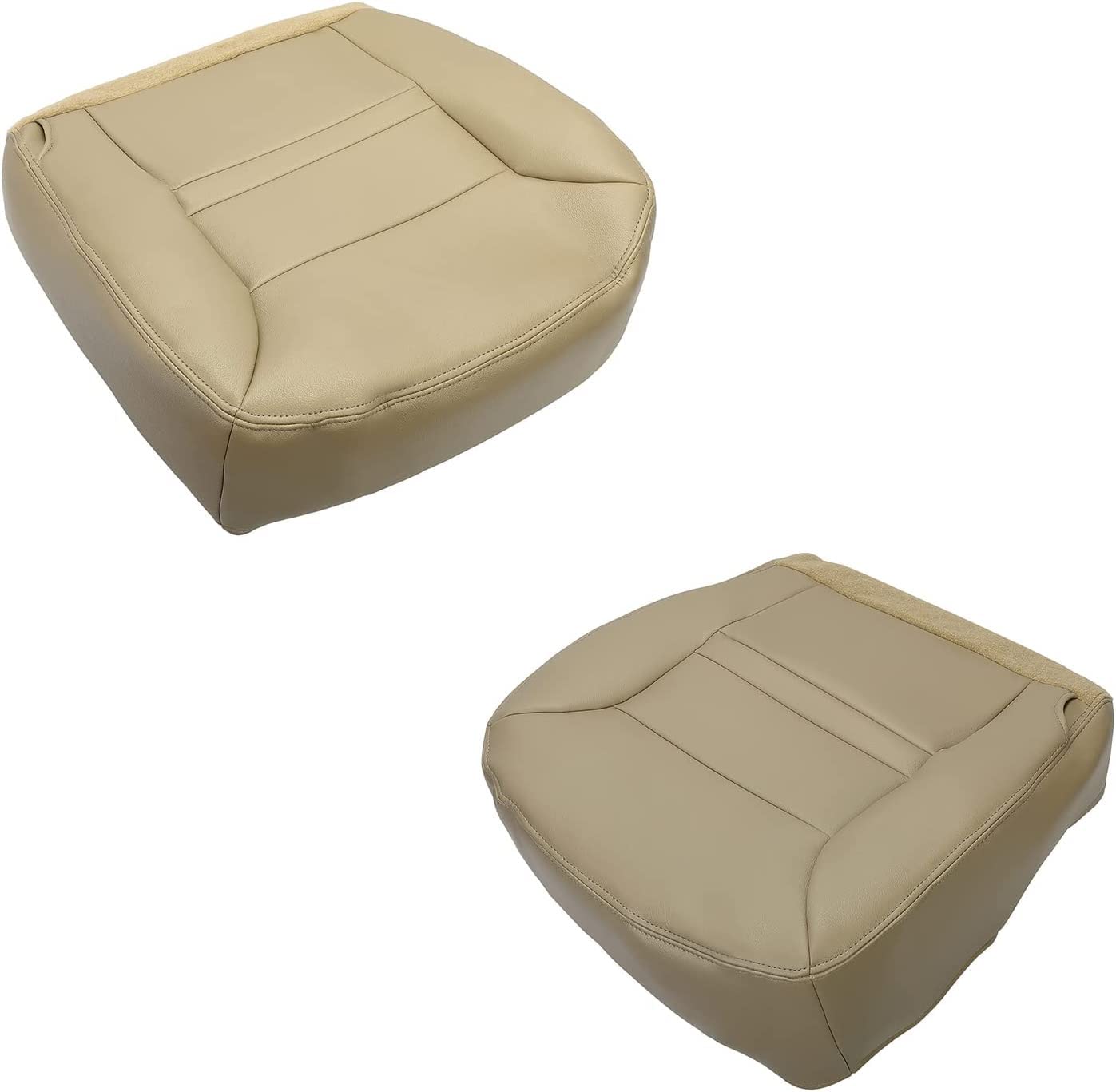 ECOTRIC Tan Synthetic Leather Seat Covers for 2000-2001 Ford Excursion Limited & XLT Models - Driver Bottom & Top Cover + Passenger Top Cover | Durable Protection & Comfort Upgrade for Trucks & SUVs