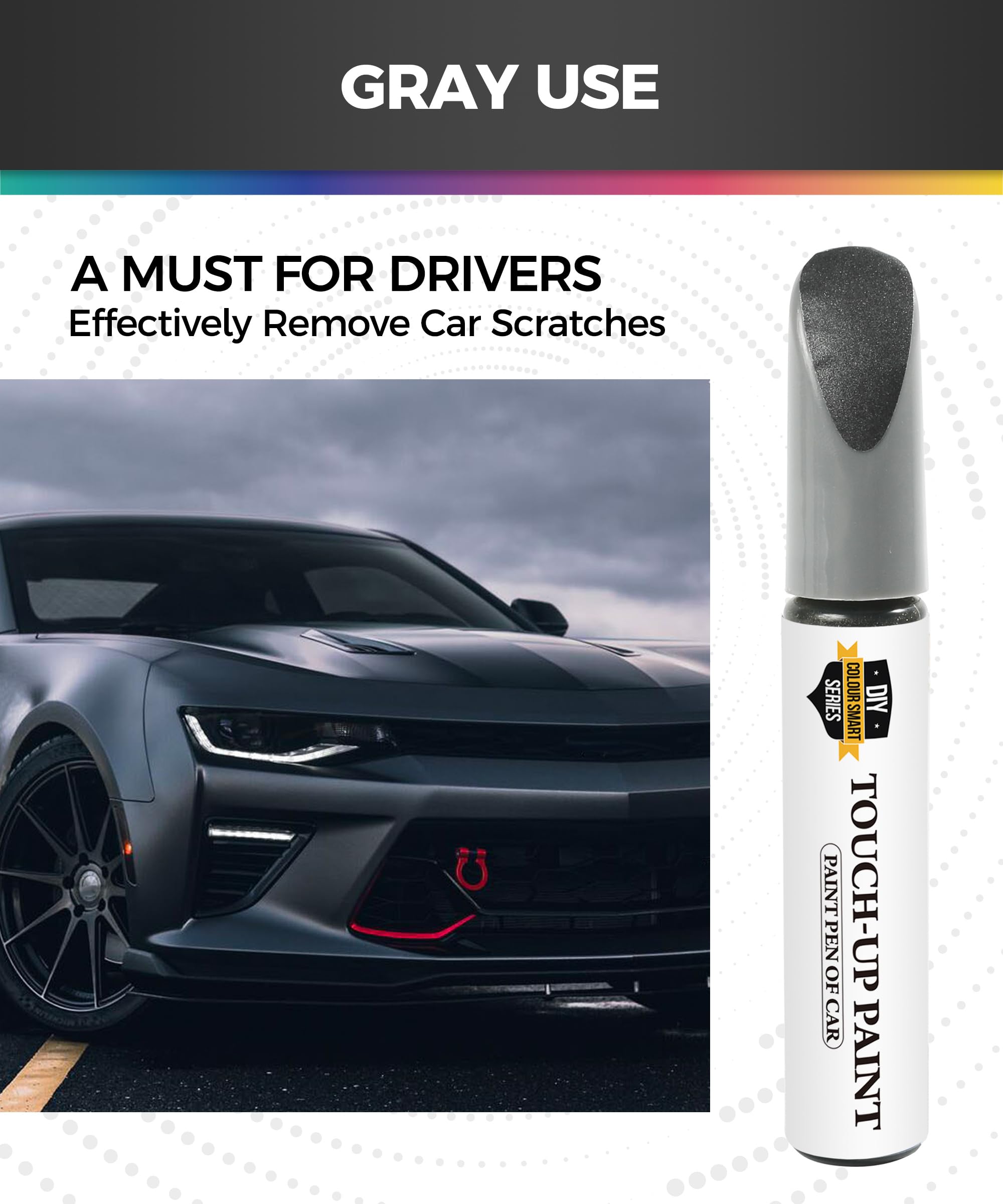 Car Paint Scratch Repair Kit - Touch Up Paint Pen for Cars, Auto Scratch Remover & Eraser (Gray) | Perfect for DIY Car Scratch Fix, Small Dents & Paint Chip Repair | Ideal for Sedans, SUVs & Trucks