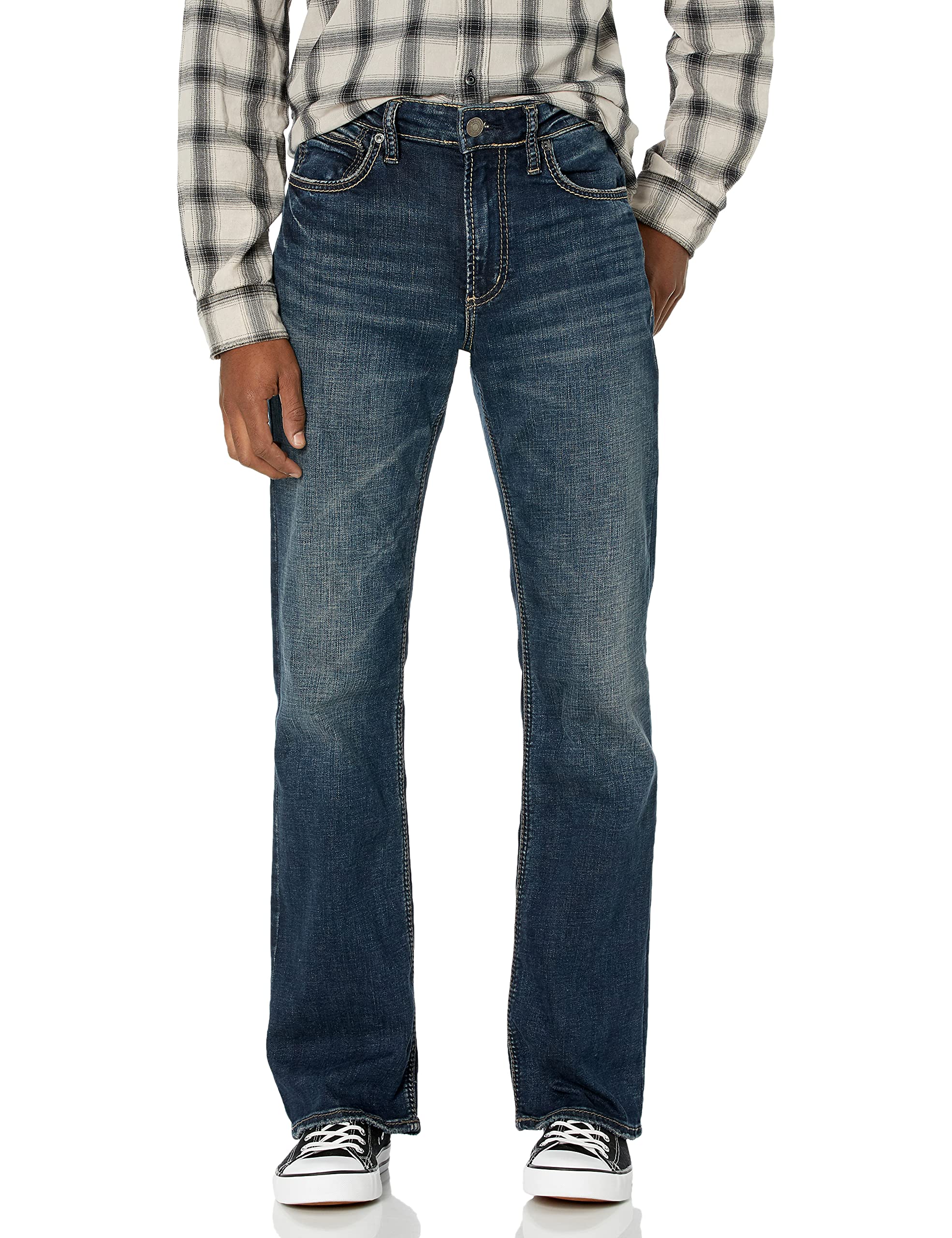 Silver Jeans Co. Men's Craig Classic Fit Bootcut Jeans - Comfortable Denim Pants for Casual Wear & Western Style Outfits