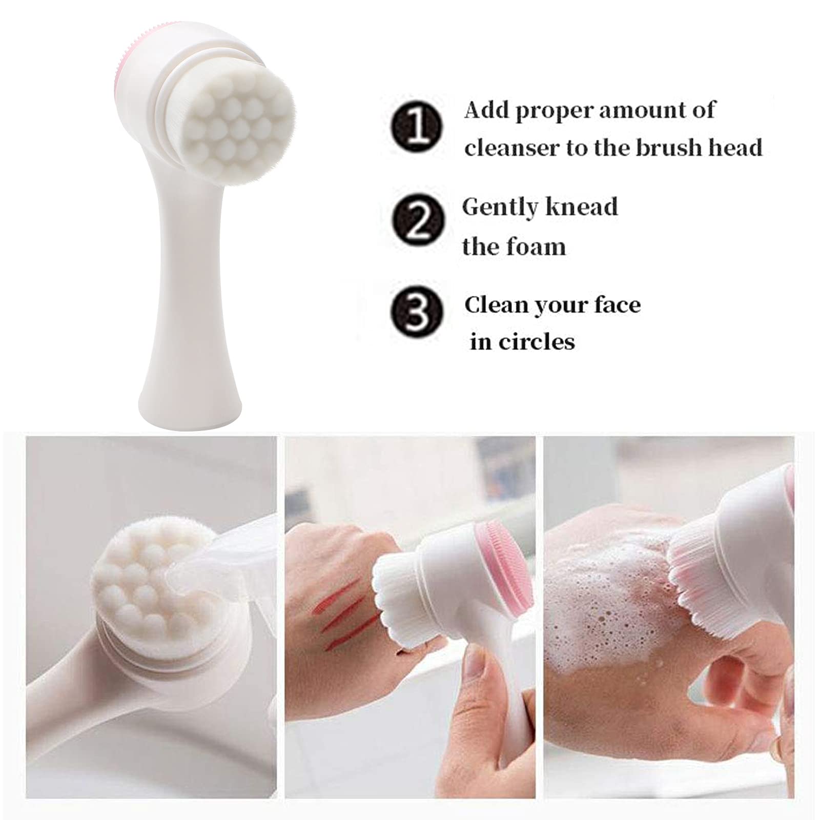 2 in 1 Facial Cleansing Brush | Manual & Silicone Double-Sided Face Scrubber for Sensitive, Dry & Delicate Skin | Gentle Exfoliation & Deep Cleansing | Perfect for Daily Skincare & Makeup Removal Routine