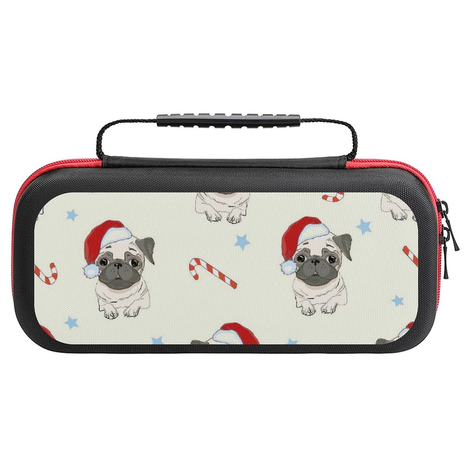 Pug Dog Print Carrying Case for Nintendo Switch Lite & Accessories - Travel Storage Bag for Gaming Console Protection | Perfect for Travel, Commuting, and On-the-Go Gaming